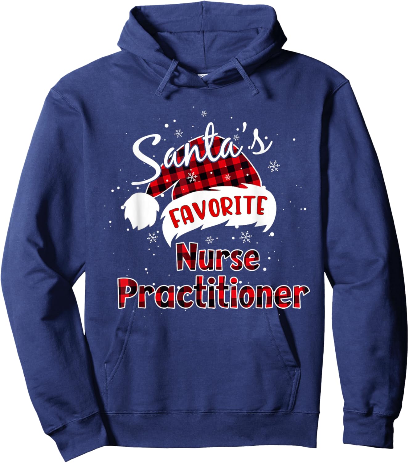 Funny Santa's Favorite Nurse Practitioner Christmas Pajama Hoodie - Hoodie | Navy