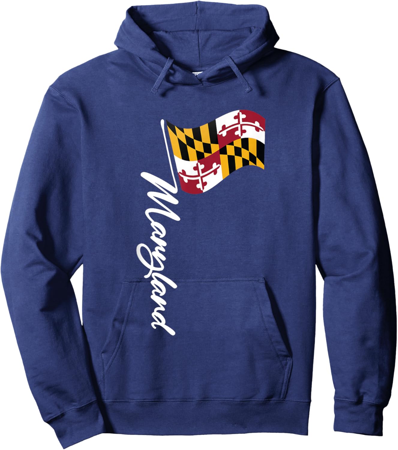 Maryland Signature Flag Pole - Elegant Marylander Flag Hoodie - Hoodie | Navy