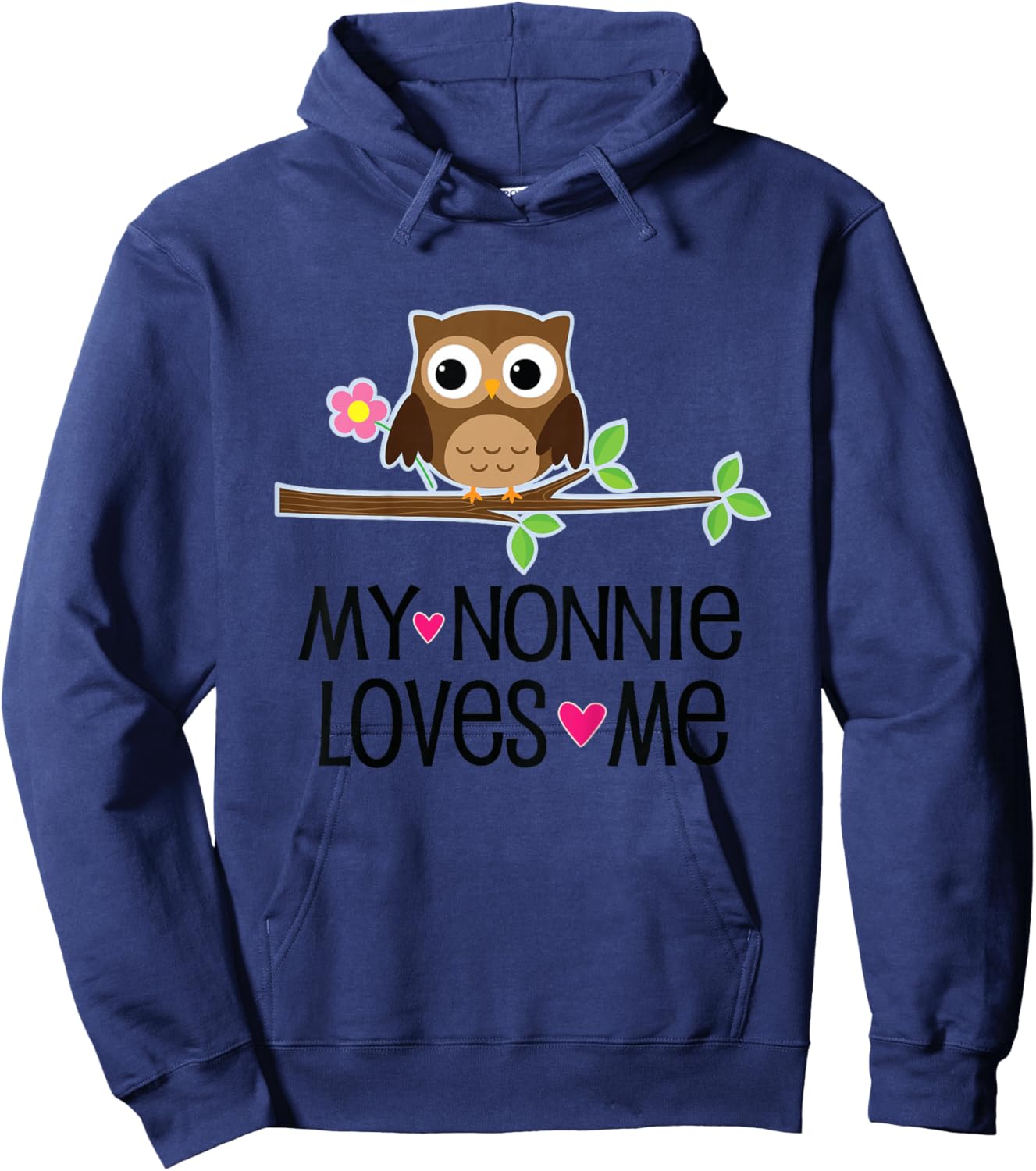 Kids My Nonnie Loves Me Granddaughter Owl Hoodie - Hoodie | Navy