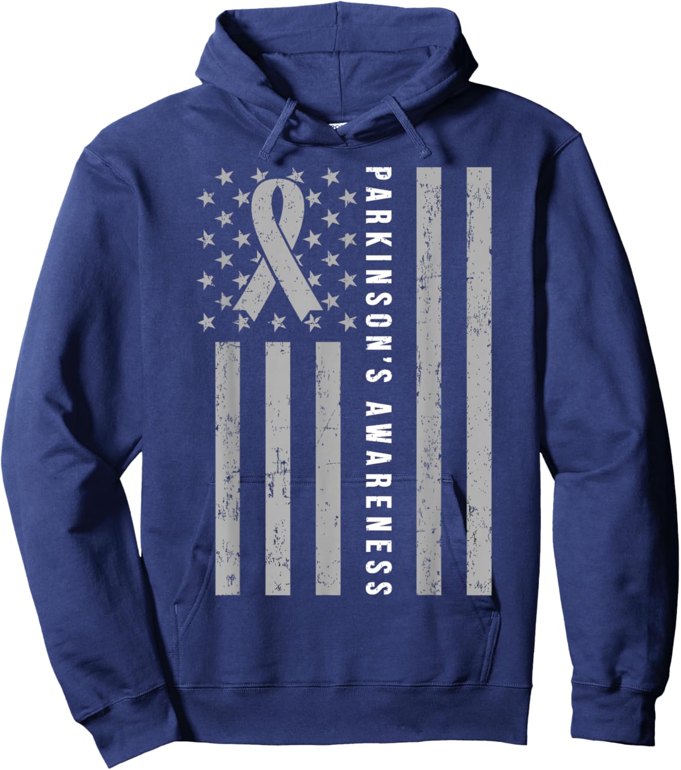 Parkinsons Awareness Ribbon Gray Parkinsons Disease Flag Hoodie - Hoodie | Navy