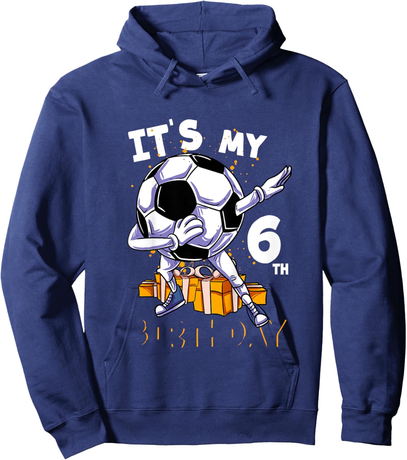 Kids Its My 6th Birthday Six Year Old Dabbing Ball Soccer Hoodie - Hoodie | Navy