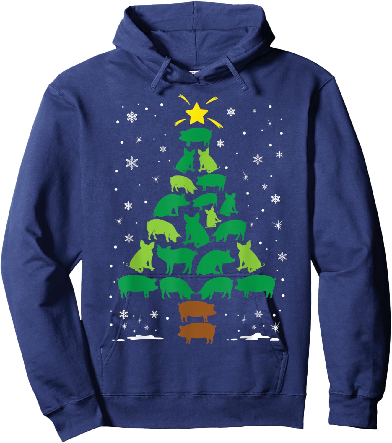 Pig Lovers Pet Farmer Holiday Family Matching Christmas Tree Hoodie - Hoodie | Navy