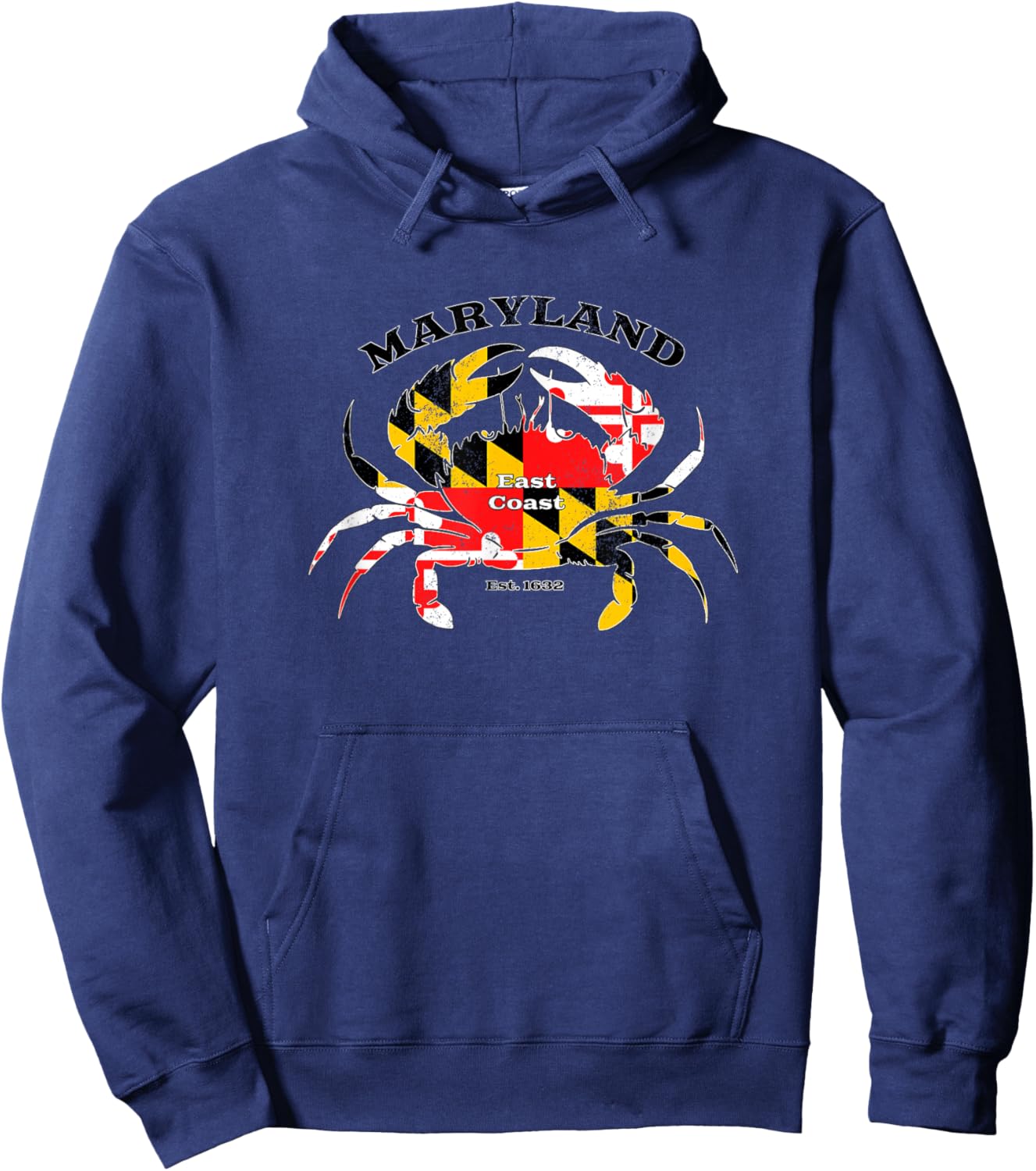 Maryland State Flag Crab Pride Annapolis Baltimore Fishing Hoodie - Hoodie | Navy