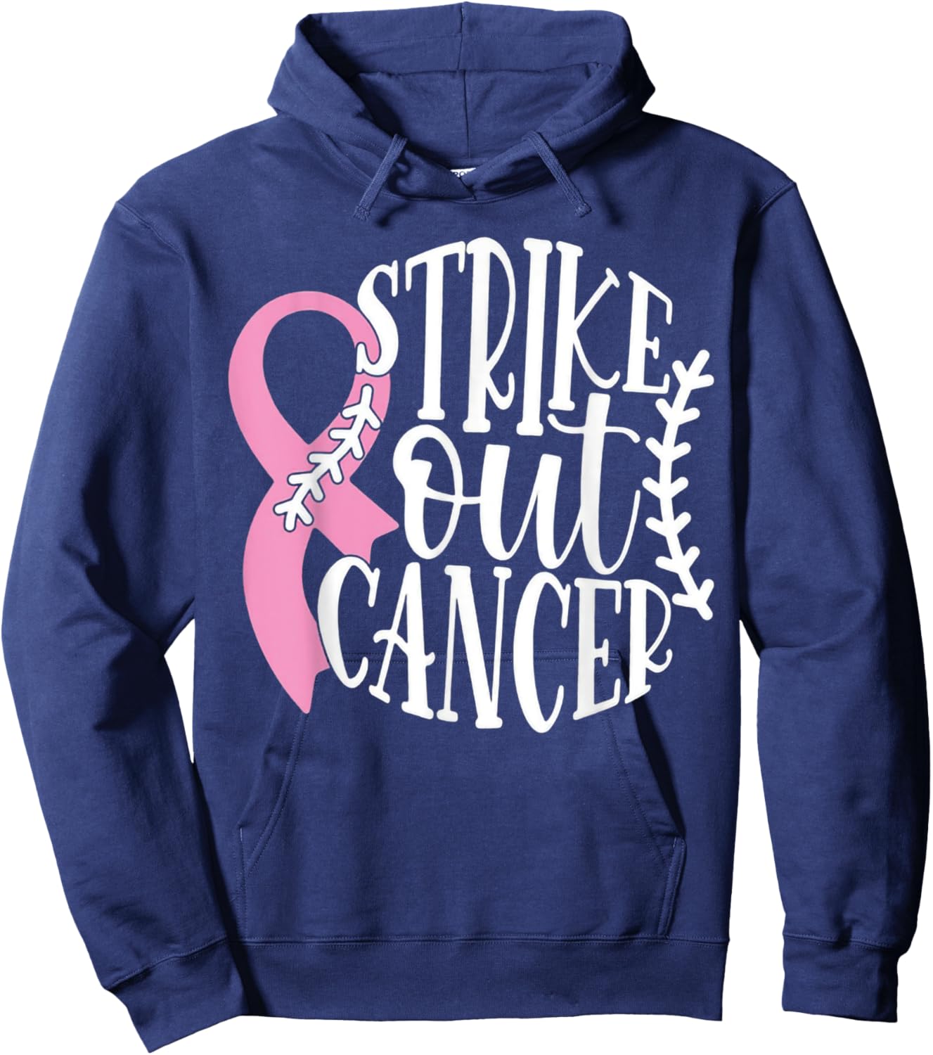 Strike Out Breast Cancer Baseball Fight Awareness Men Women Hoodie - Hoodie | Navy