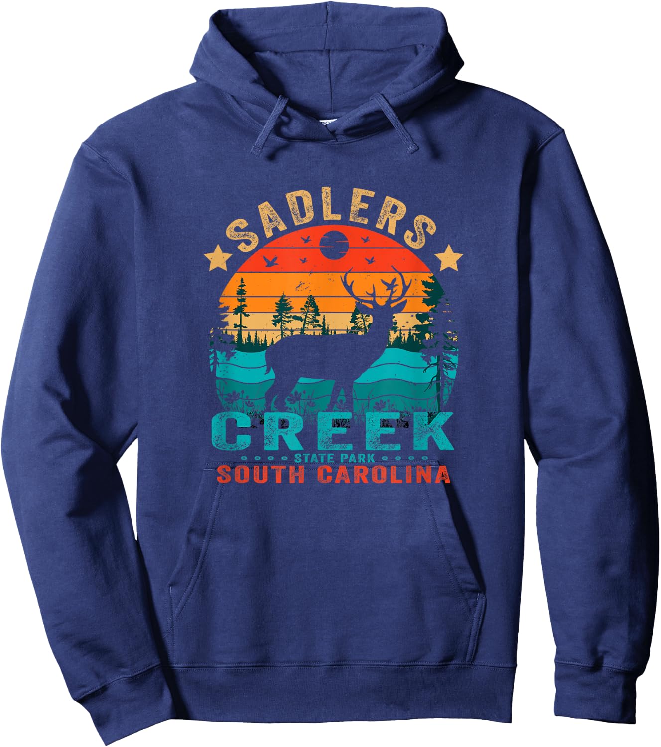 Sadlers Creek State Park South Carolina USA Retro Sunset Hoodie - Hoodie | Navy