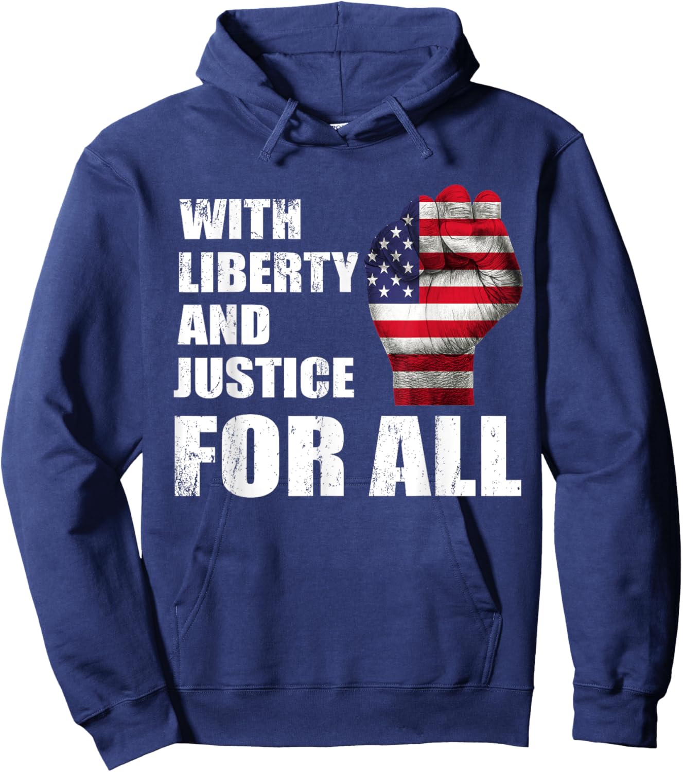 With Liberty And Justice For All USA fist flag Hoodie - Hoodie | Navy