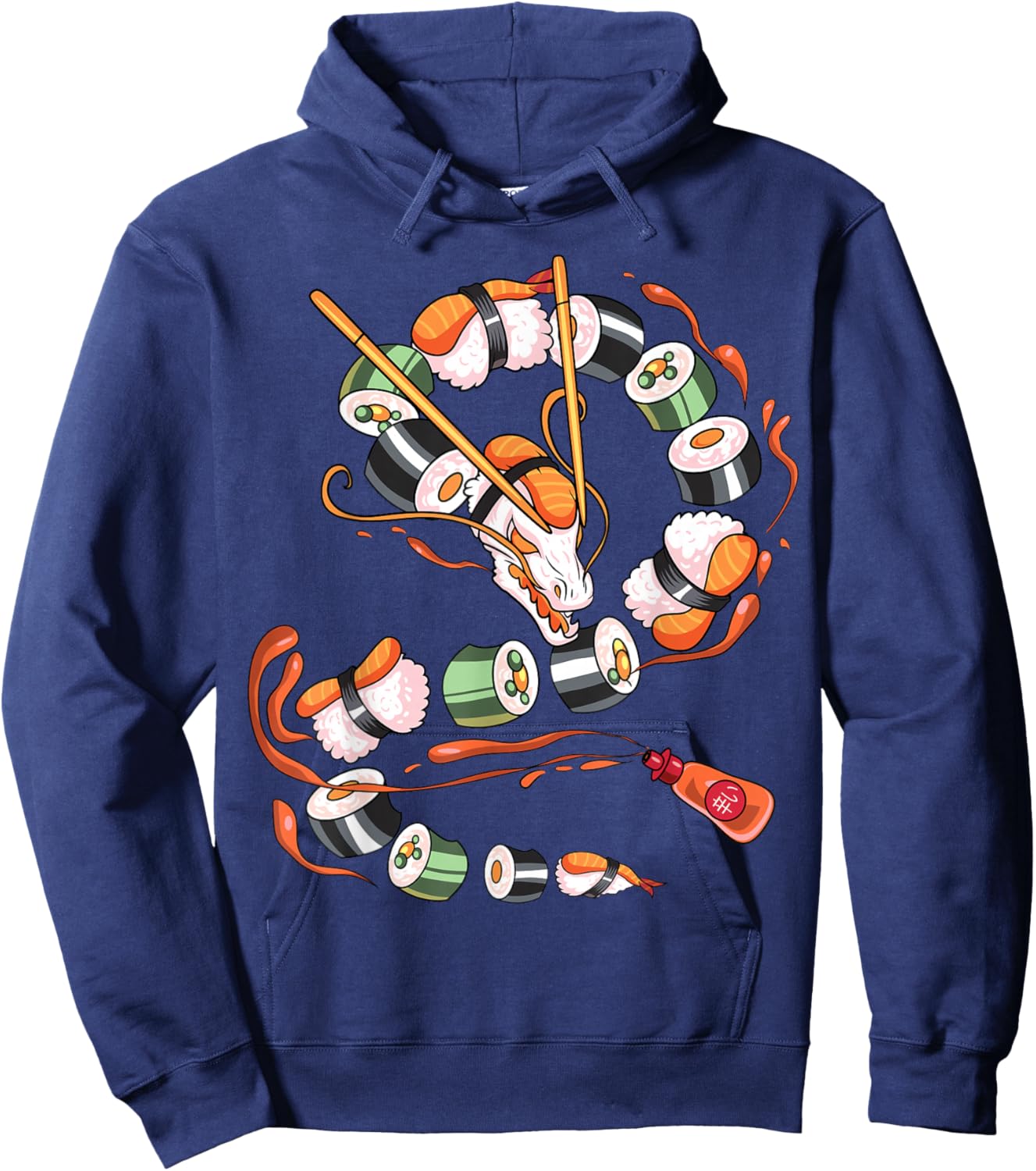 Sushi Dragon Roll Japanese Food Kawaii Dragon Anime Sushi Hoodie - Hoodie | Navy