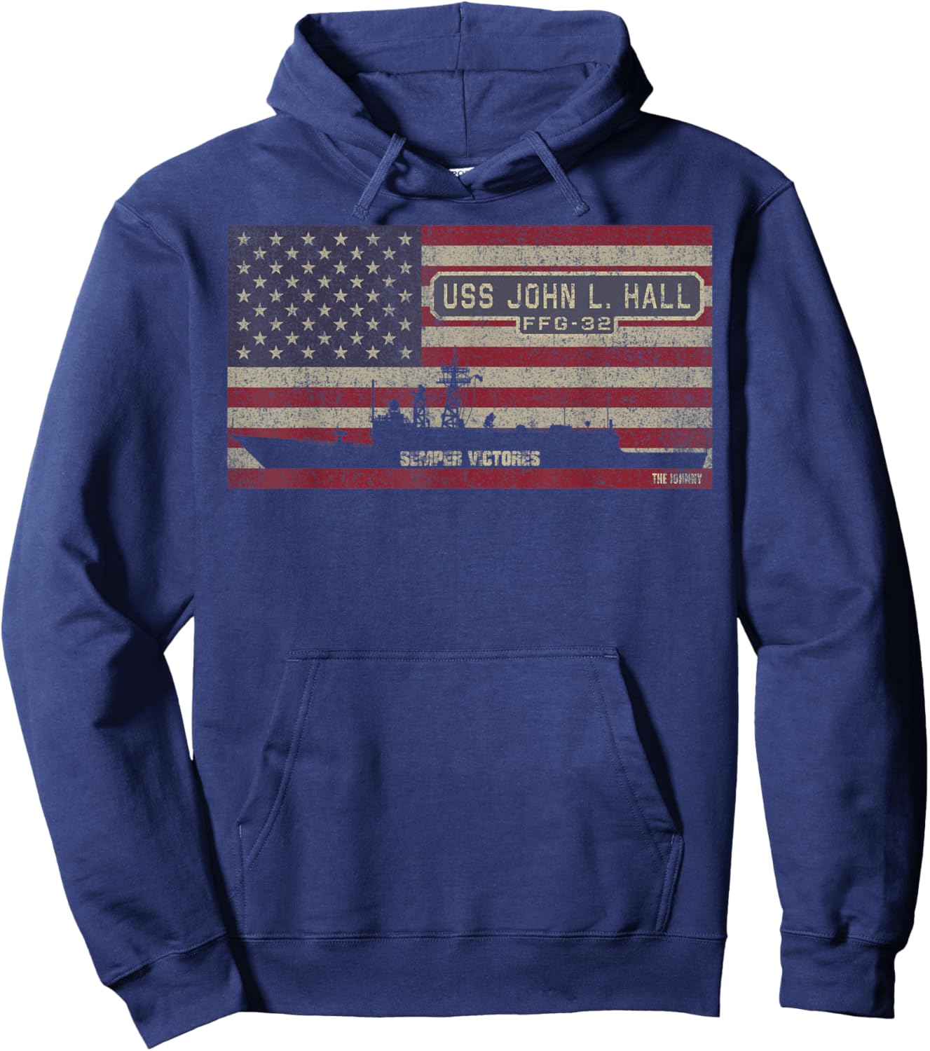 USS John L Hall FFG-32 Frigate Ship USA American Flag Hoodie - Hoodie | Navy