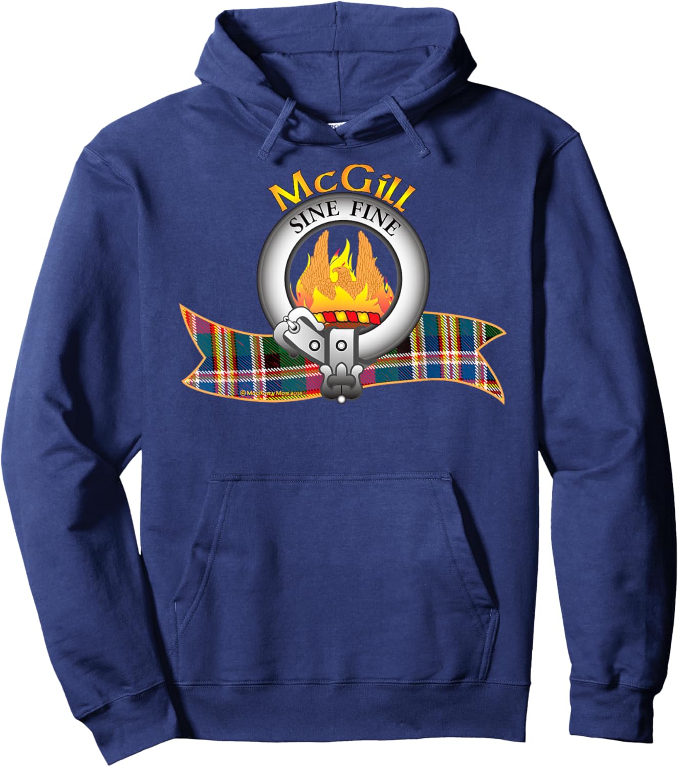 McGill Clan Tartan Crest Motto Hoodie - Hoodie | Navy