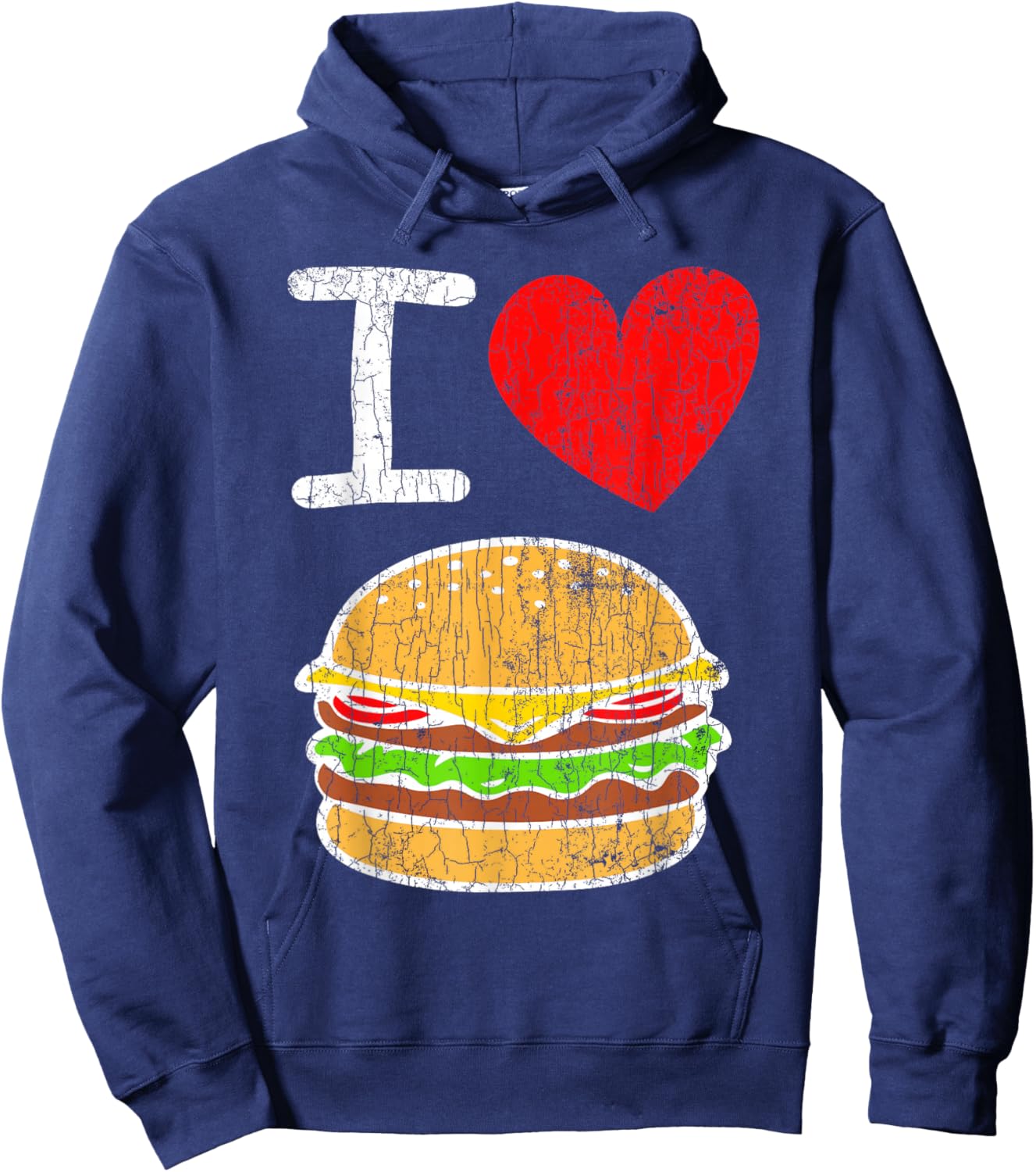 I Love Burgers Funny Hamburger Cheeseburger Graphic Hoodie - Hoodie | Navy
