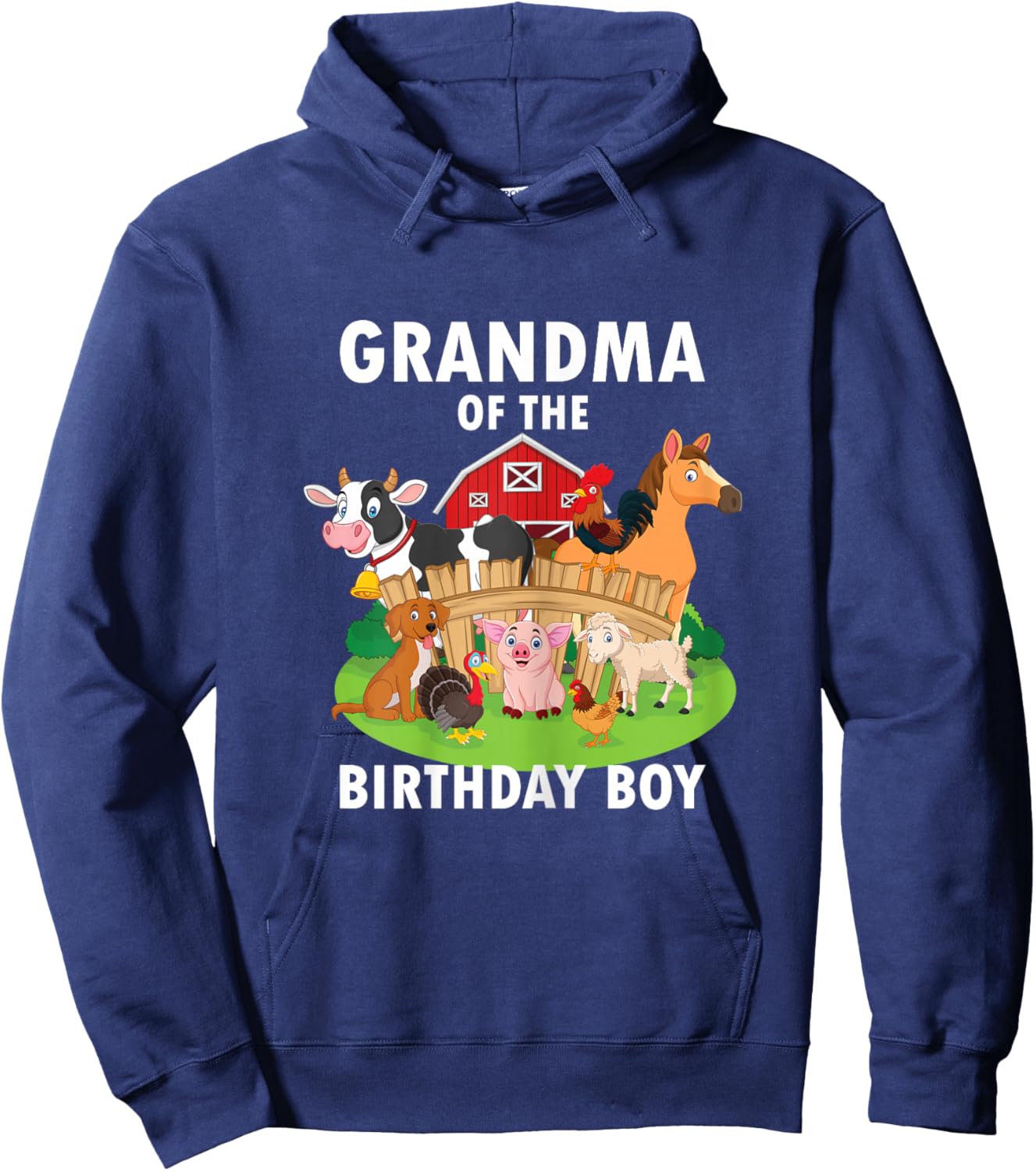 Grandma Of The Birthday Boy Farm Animals Matching Farm Theme Hoodie - Hoodie | Navy