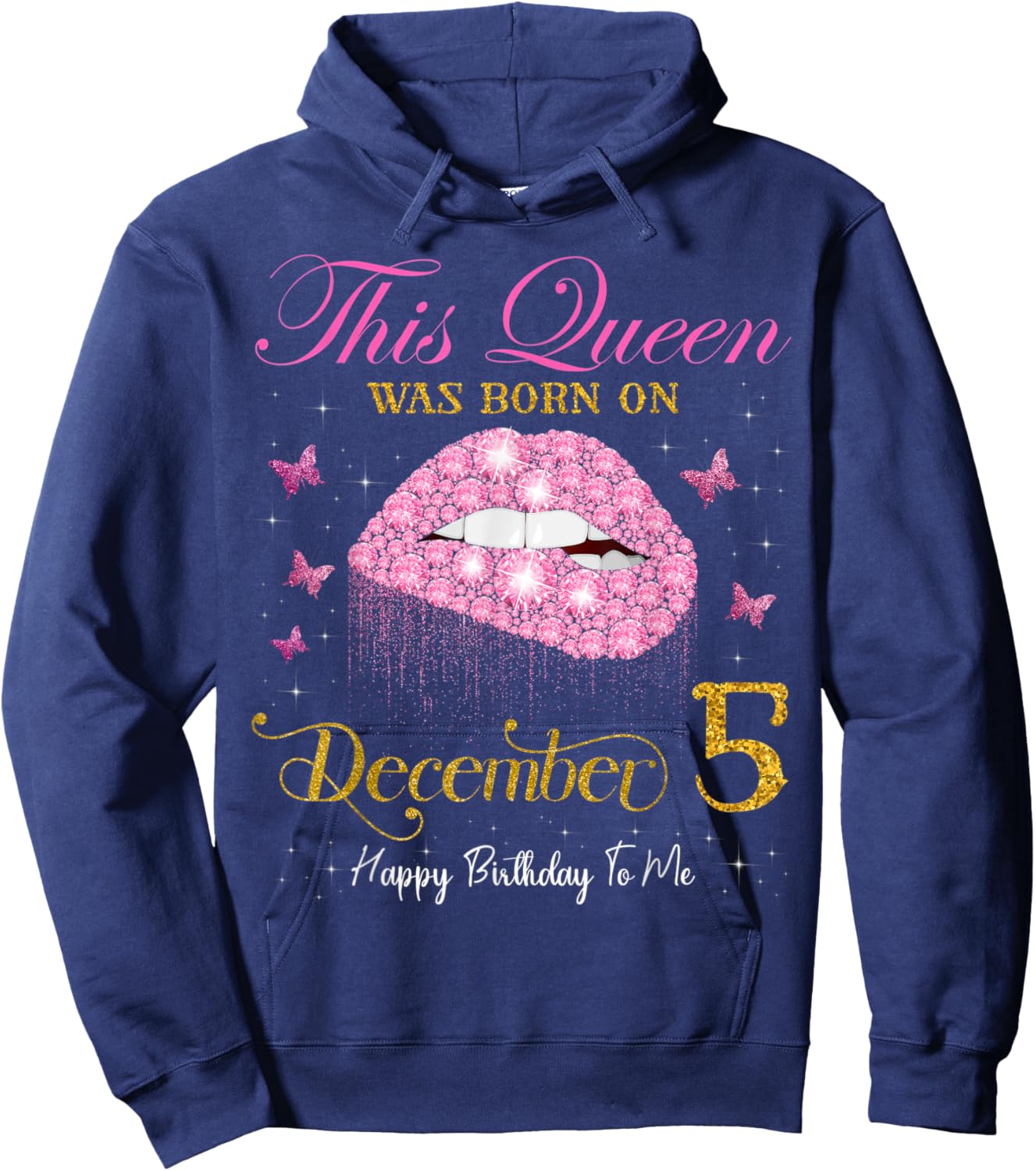This Queen Was Born on December 5, 5th December Birthday Hoodie - Hoodie | Navy