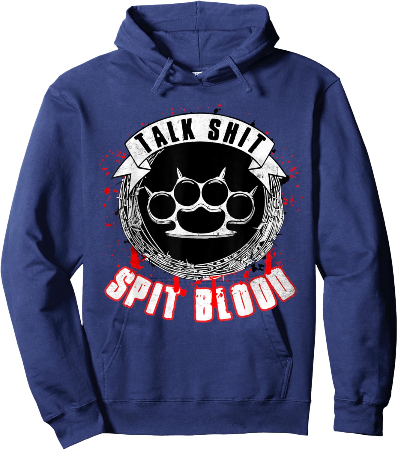 Talk Bullshit Spit Blood Biker Hoodie - Hoodie | Navy