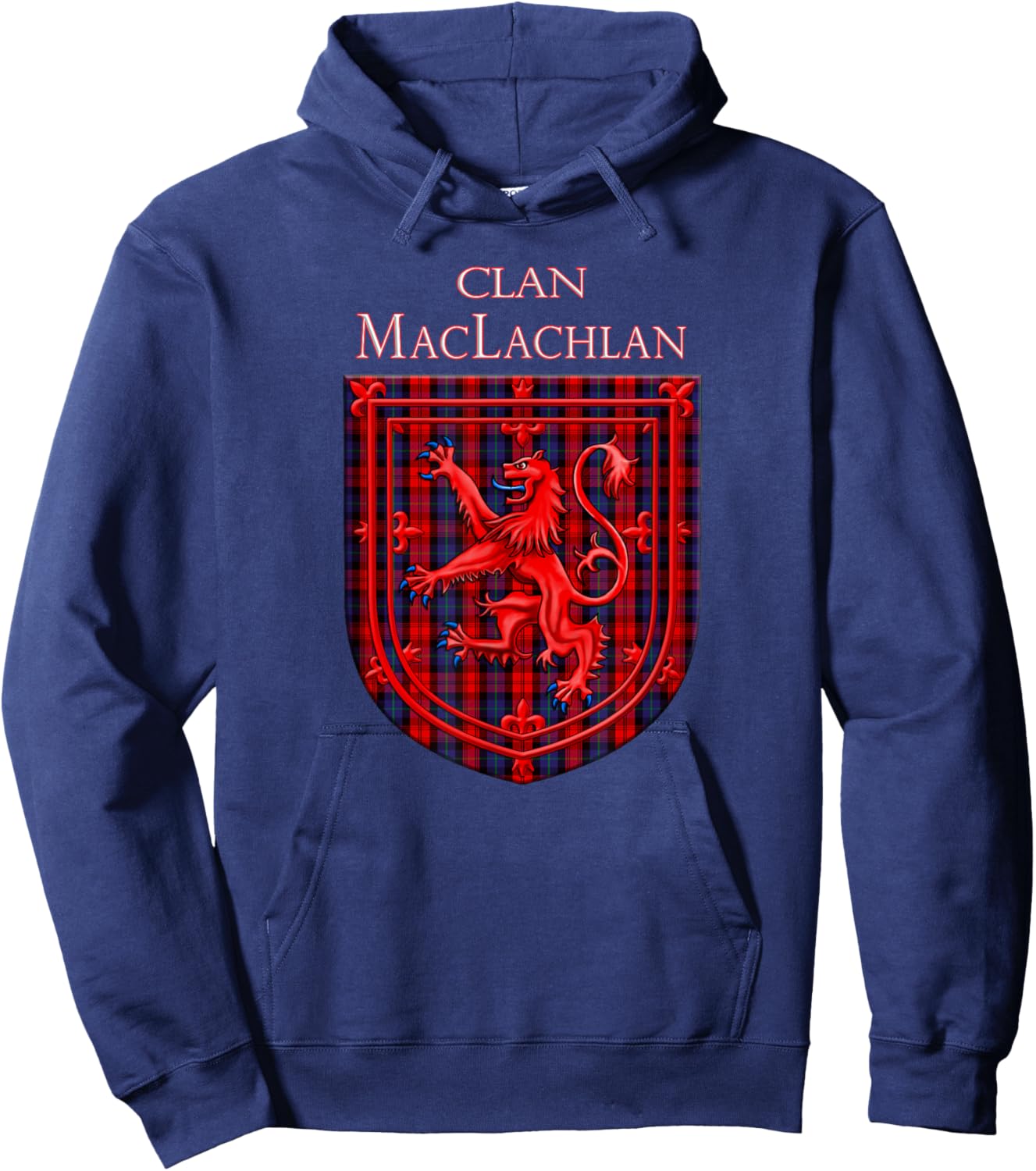 Maclachlan Tartan Scottish Plaid Lion Rampant Hoodie - Hoodie | Navy
