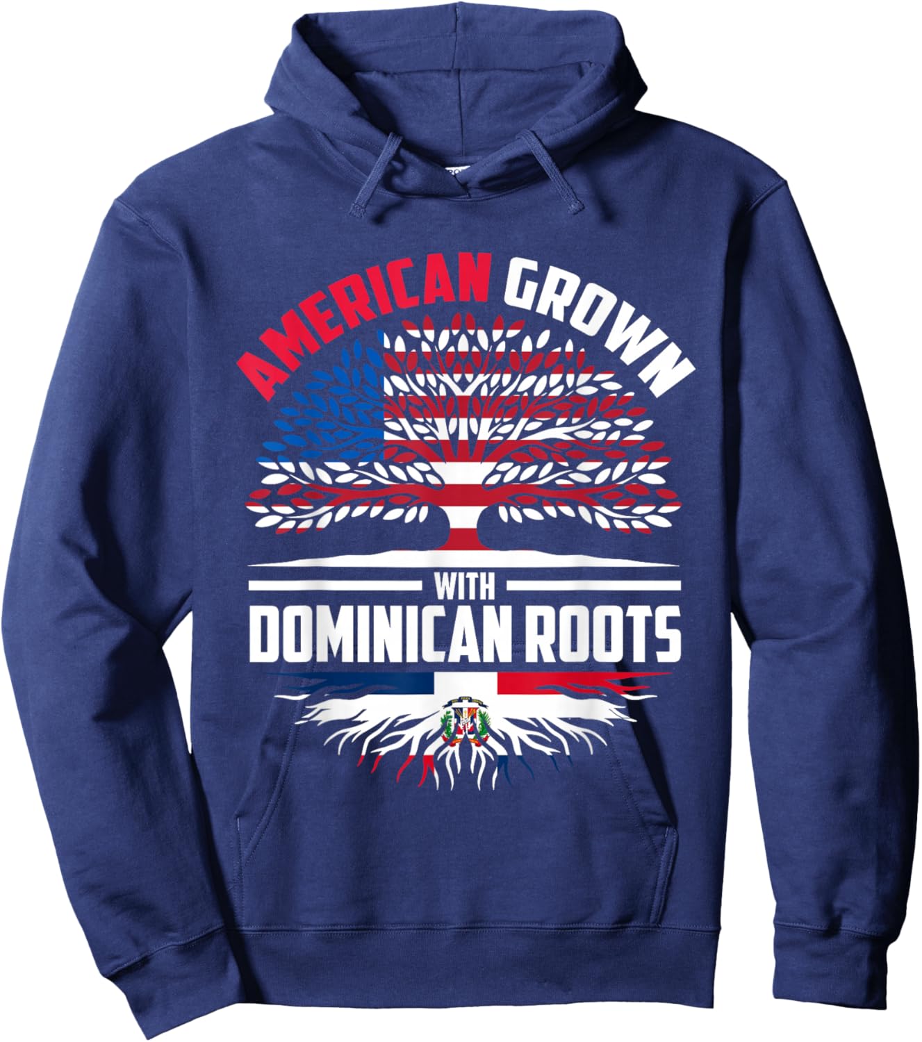 American Grown With Dominican Roots Dominican Republic Flag Hoodie - Hoodie | Navy