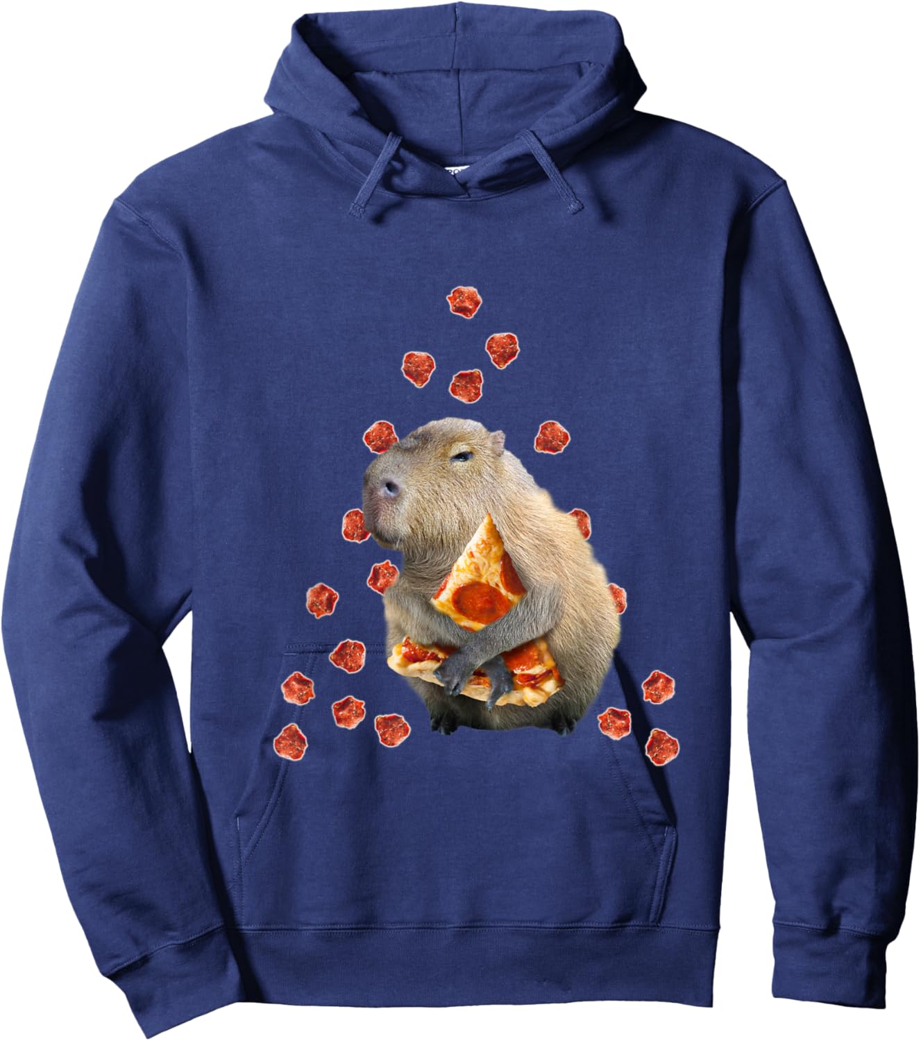 Capybara Capybaras Funny Cute Pizza Dinner Hoodie - Hoodie | Navy
