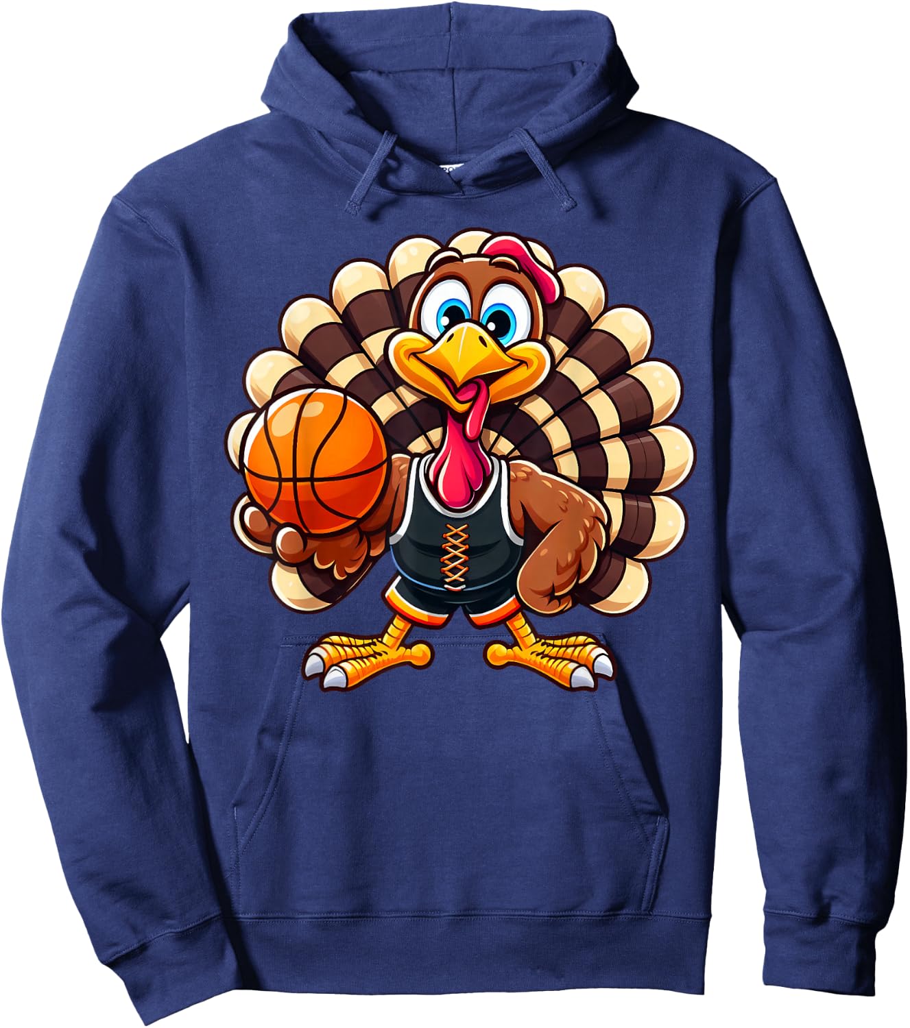 Cool Thanksgiving Basketball Gobble Player Turkey Basketball Hoodie - Hoodie | Navy