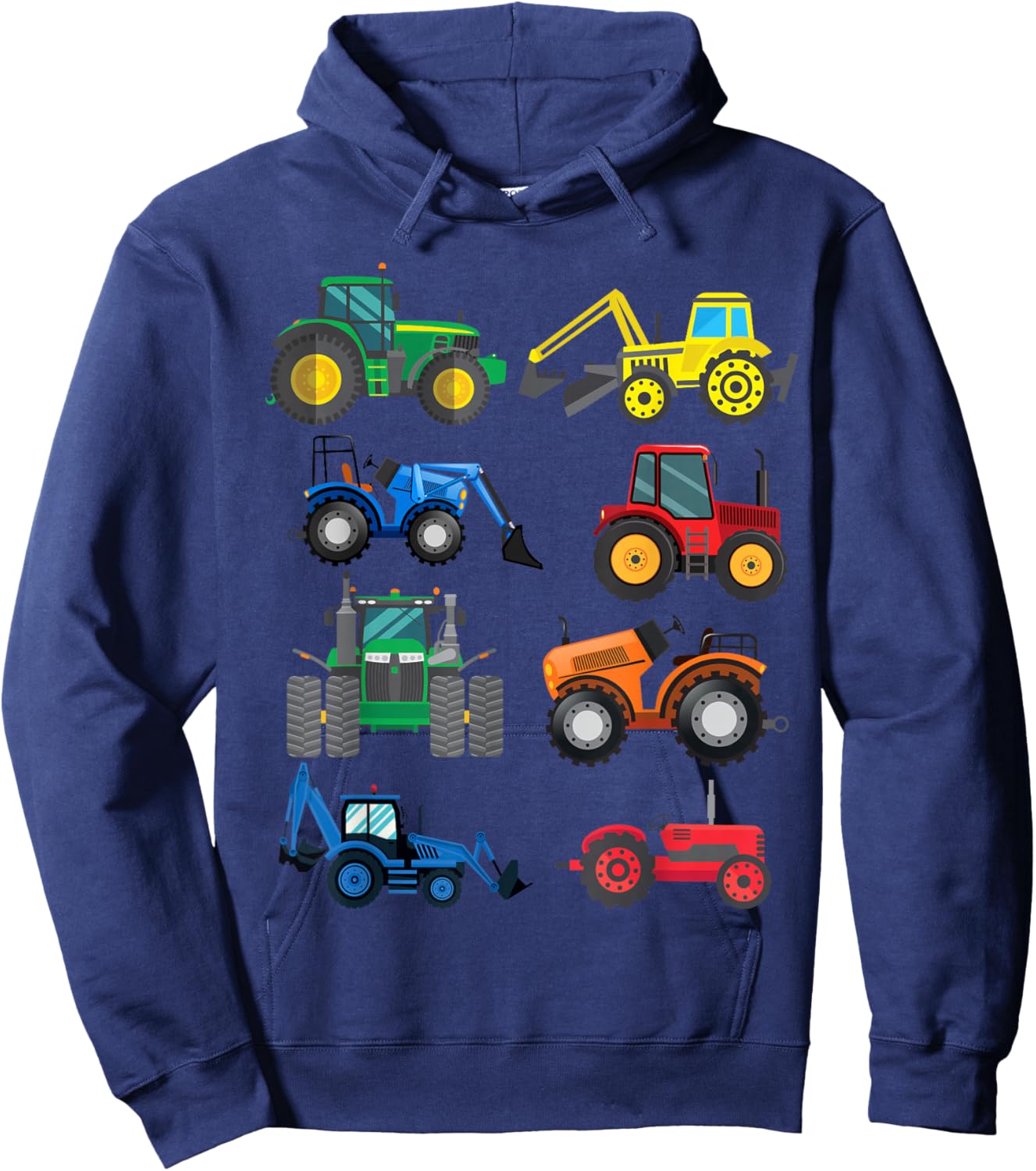 Tractor with Tractors, Agricultural Machinery, Combine Harvester, Boys Hoodie - Hoodie | Navy