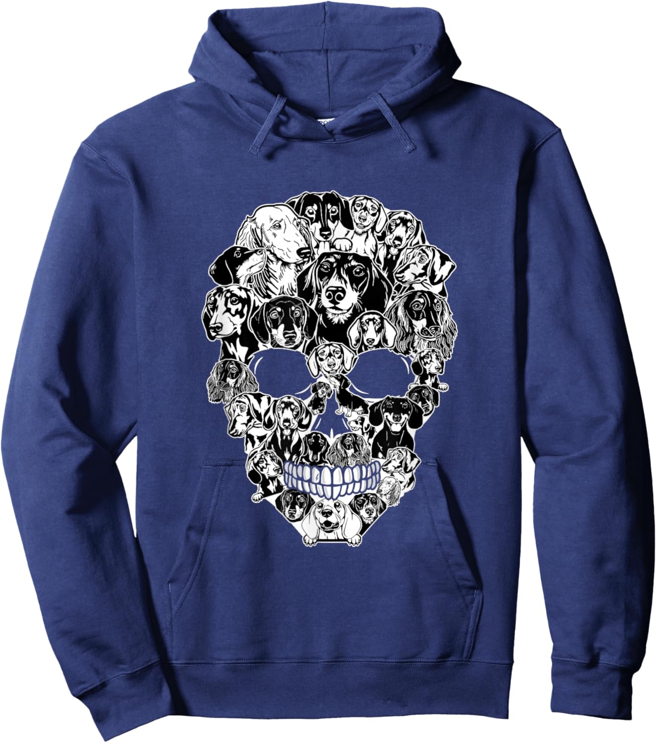 Funny Dachshund Skull Dog Skeleton Halloween Men Women Kids Hoodie - Hoodie | Navy