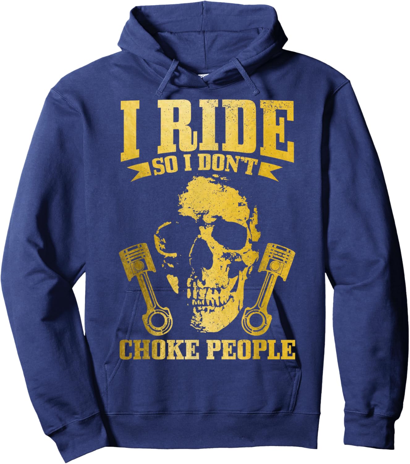 Biker Vintage Skull Motorcycle Funny Biker Hoodie - Hoodie | Navy