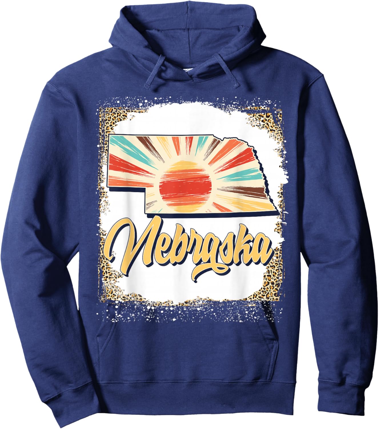 Vintage USA Nebraska State Map Flag Souvenir Men Women Kids Hoodie - Hoodie | Navy