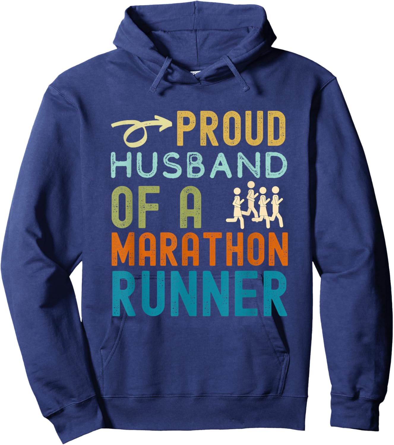 Proud husband of a marathon runner retro vintage distressed Hoodie - Hoodie | Navy