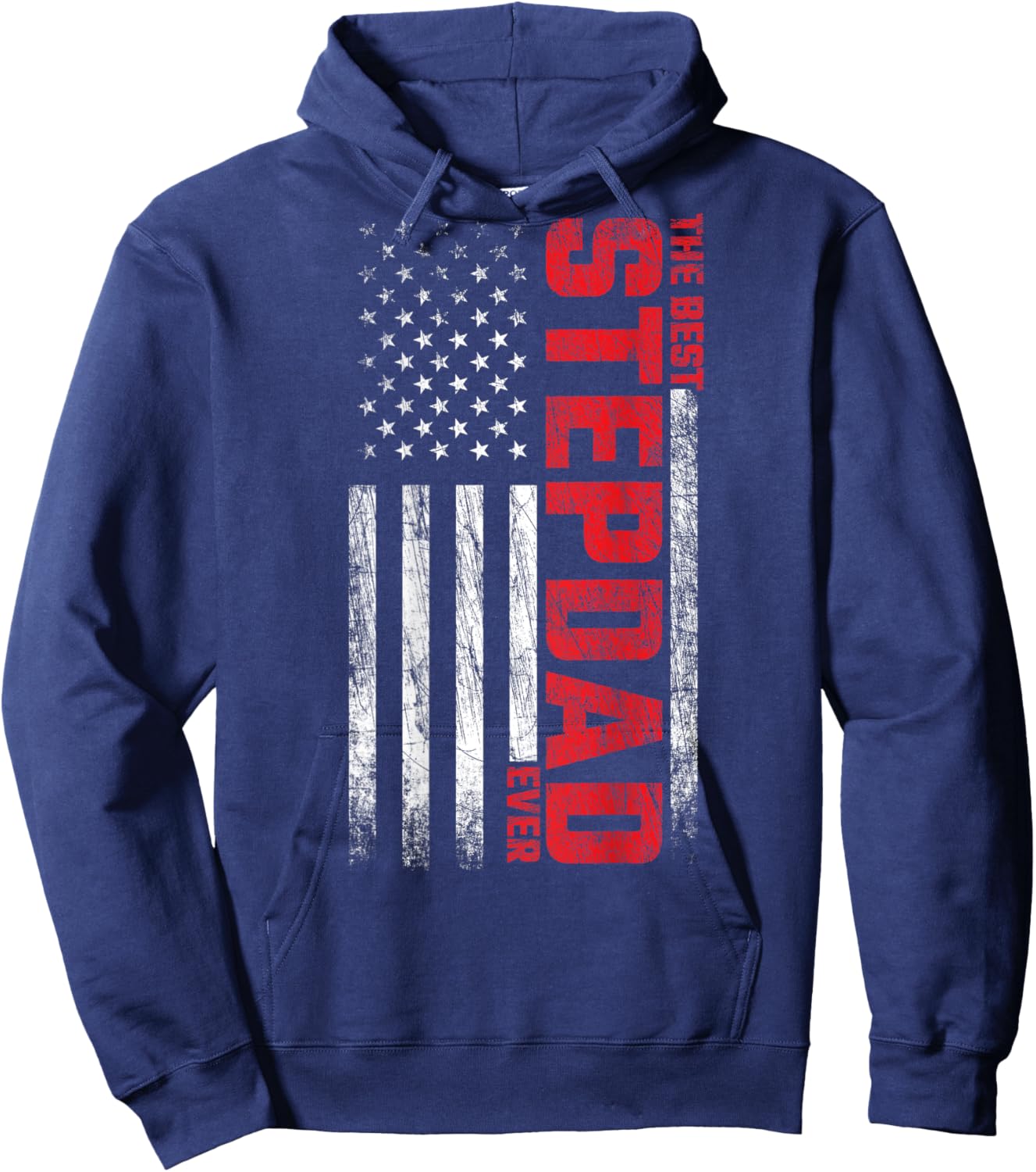 Stepfather - American Flag On Back - Best Stepdad Ever Men Hoodie - Hoodie | Navy