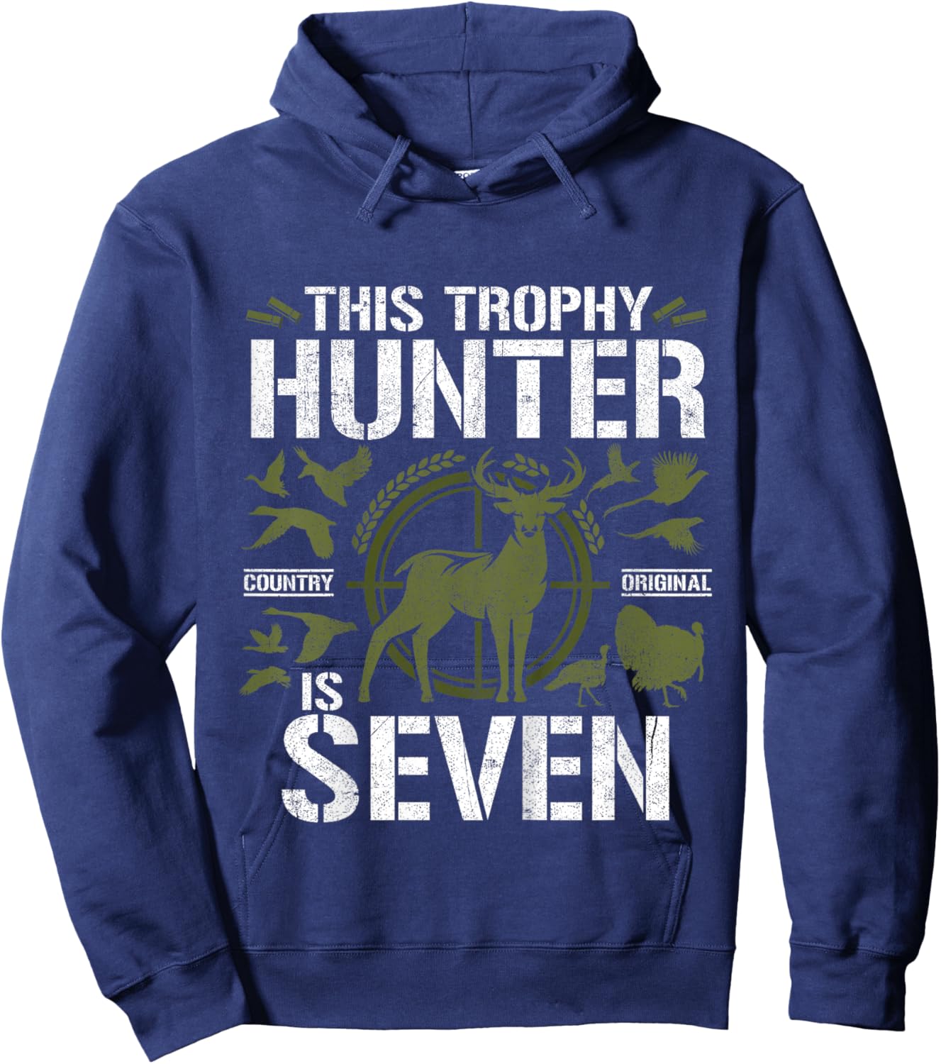 7 Year Old Hunting Birthday Party Duck Deer Hunter 7th Gift Hoodie - Hoodie | Navy