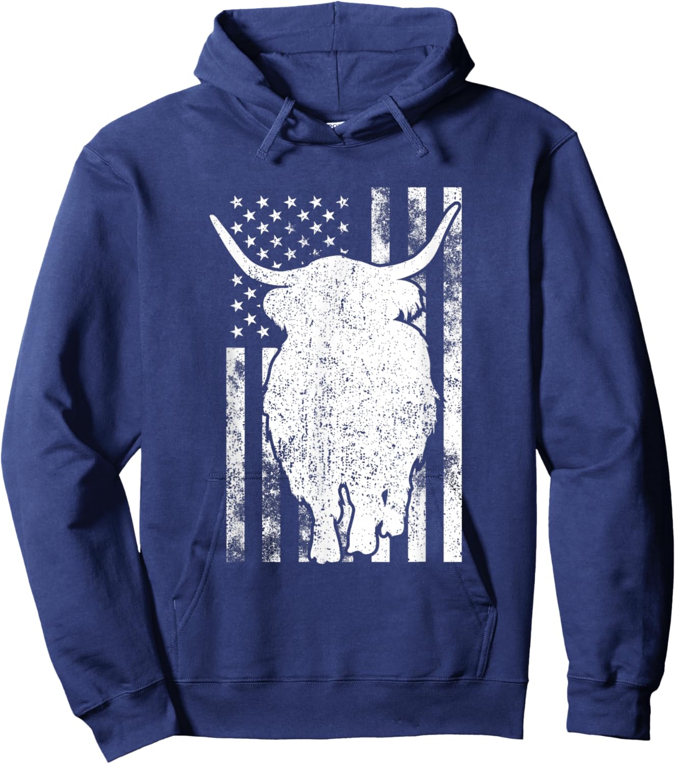American Flag - Scottish Highland Cow For Cattle Farmer Hoodie - Hoodie | Navy