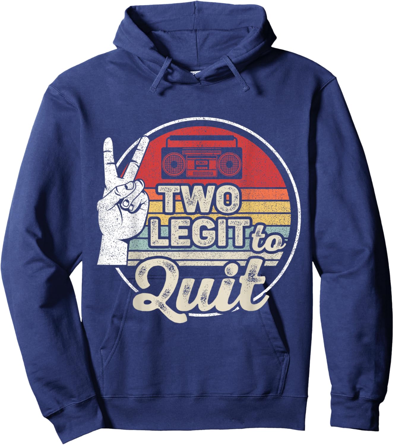 Retro Vintage 2nd Birthday Hip Hop Theme Two Legit To Quit Hoodie - Hoodie | Navy