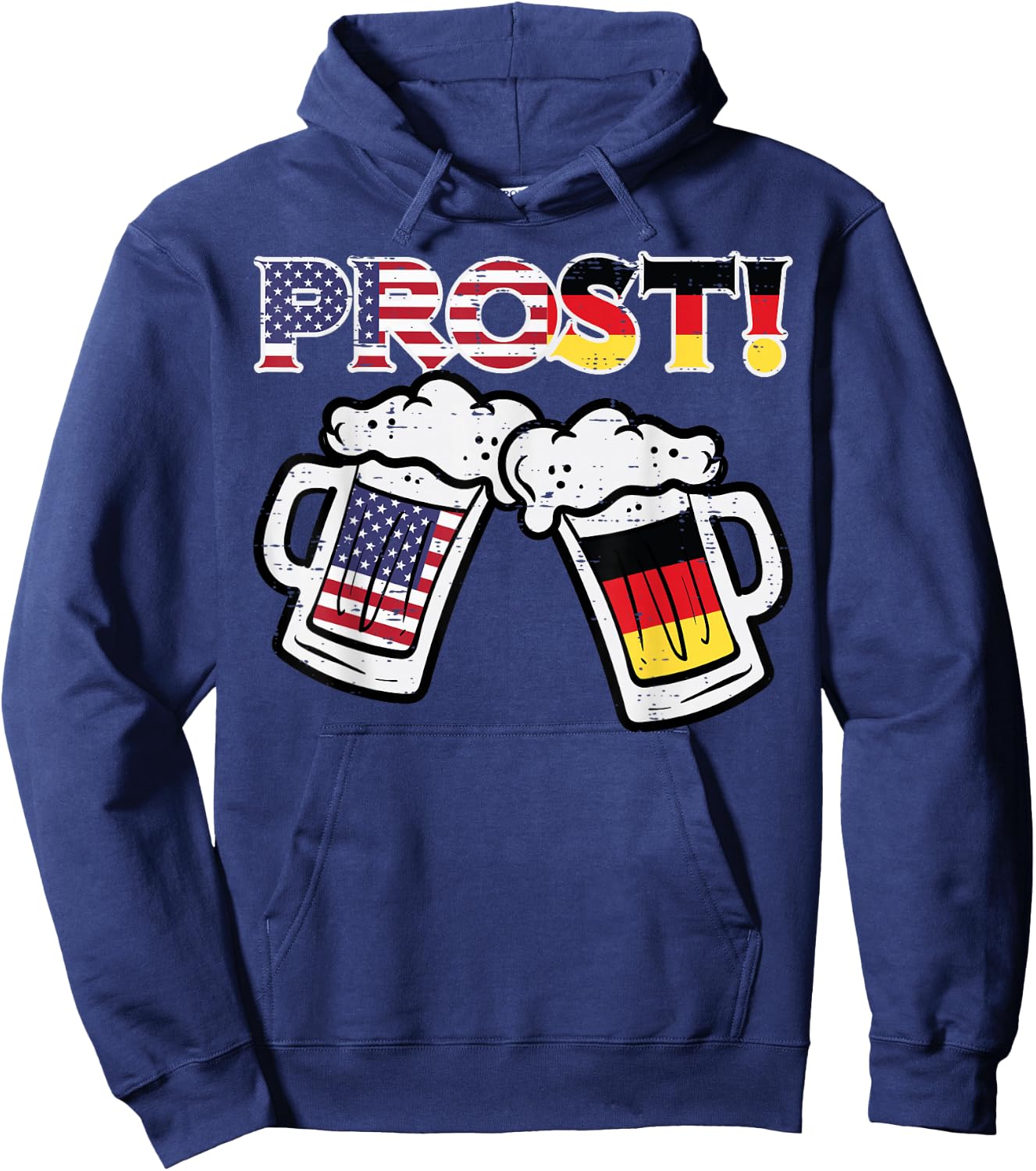 Oktoberfest US German Flag Mug Prost Bavarian Dad Men Women Hoodie - Hoodie | Navy