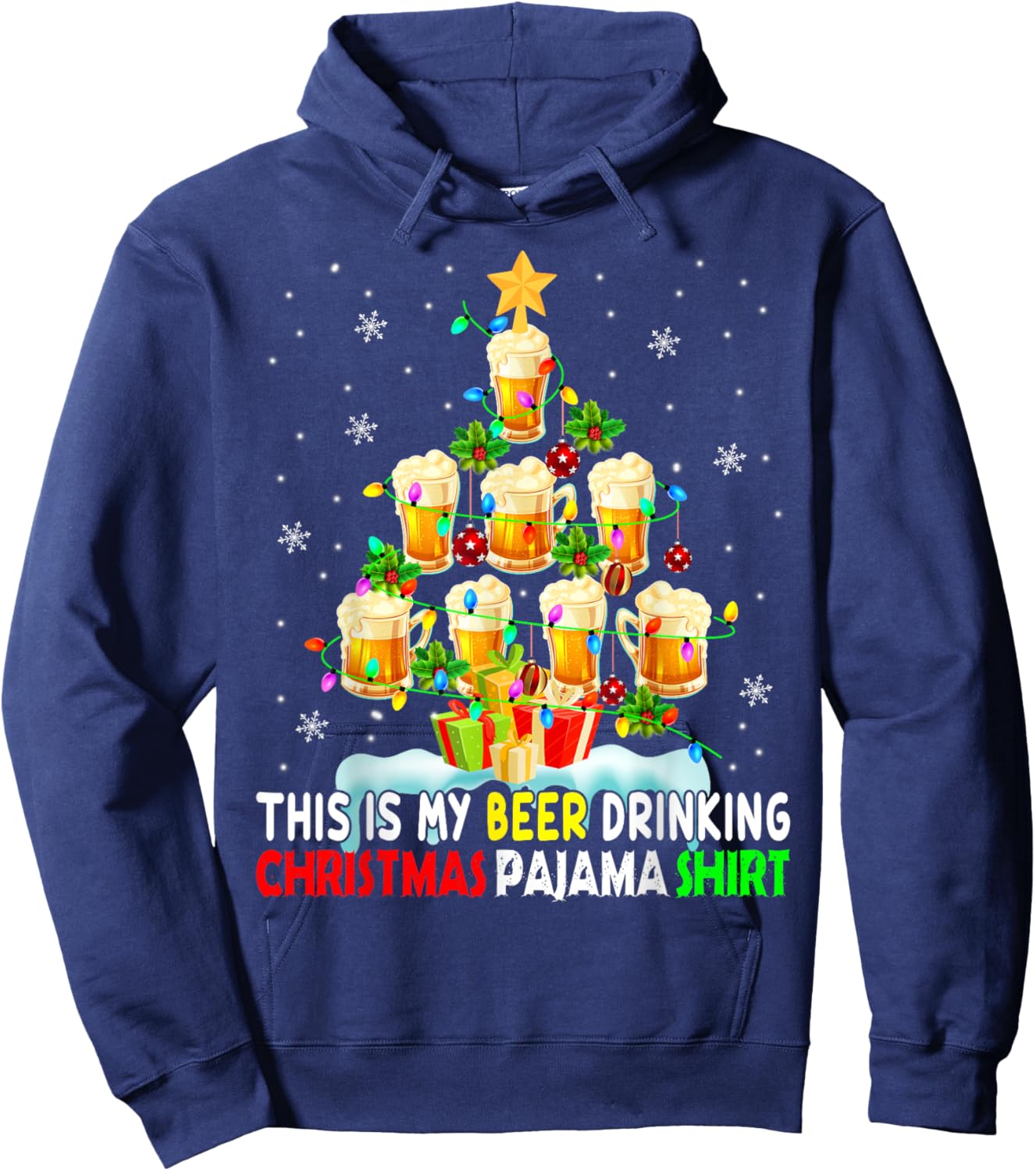 This Is My Beer Drinking Christmas Pajama Shirt Beer Drinker Hoodie - Hoodie | Navy