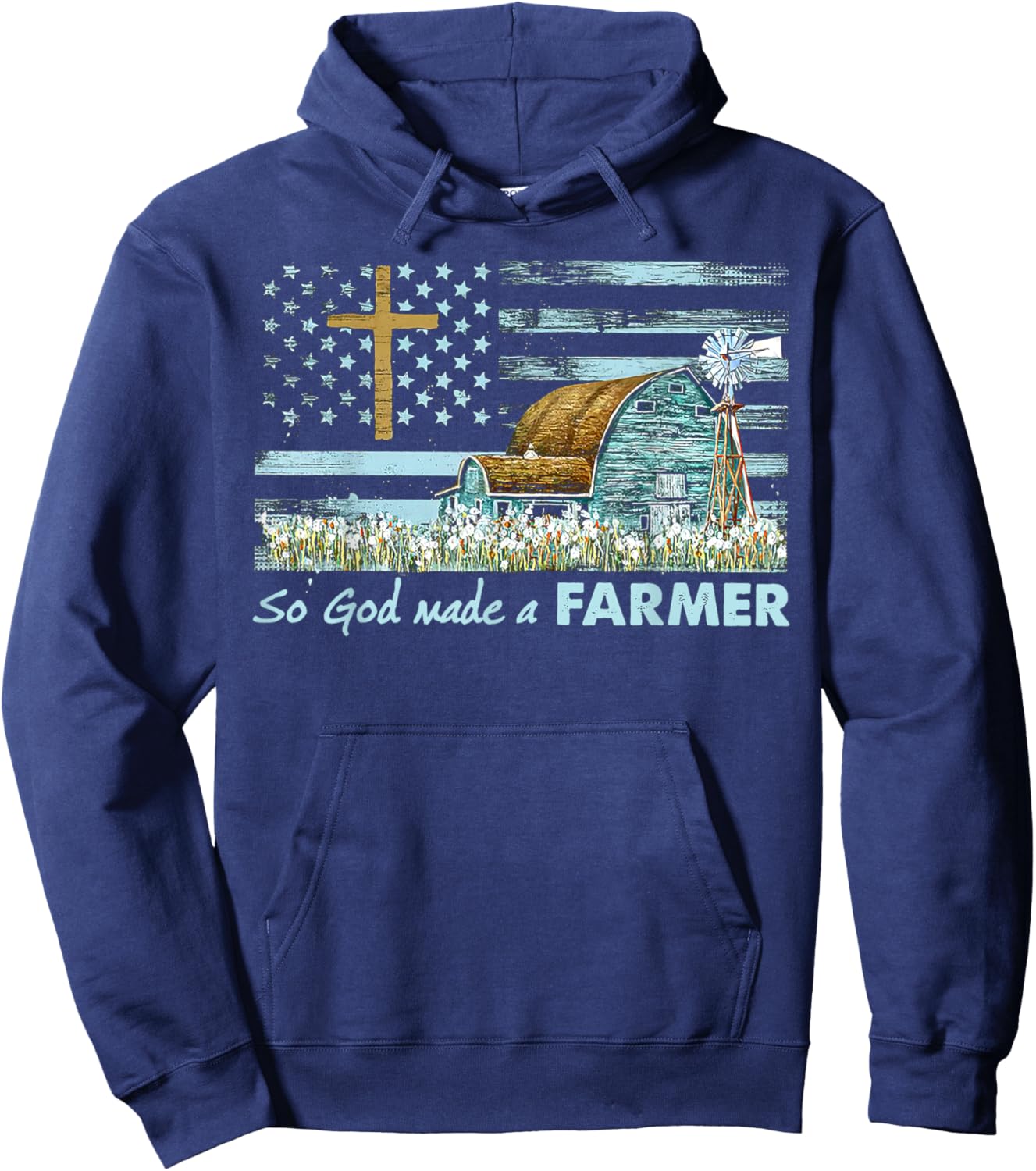So God Made A Farmer Grandpa Father Dad Husband Farmer Gift Hoodie - Hoodie | Navy