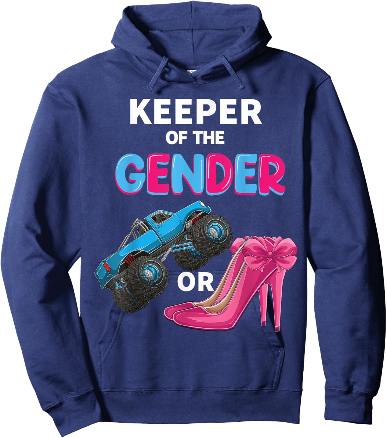 Keeper of the Gender wheels or Heels cute Reveal Baby Shower Hoodie - Hoodie | Navy