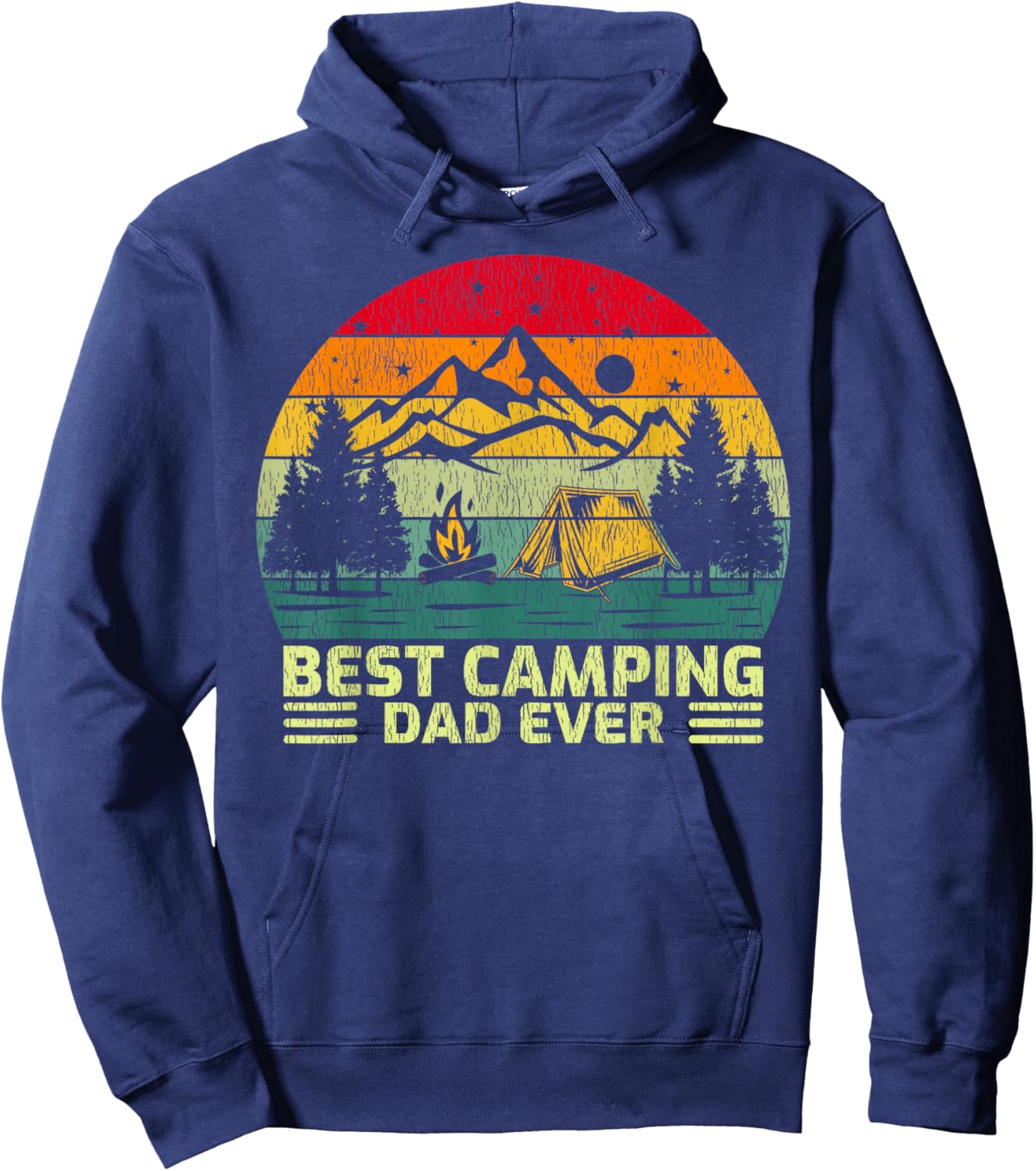 Funny Vintage Best Camping Dad Ever Father's Day Hoodie - Hoodie | Navy