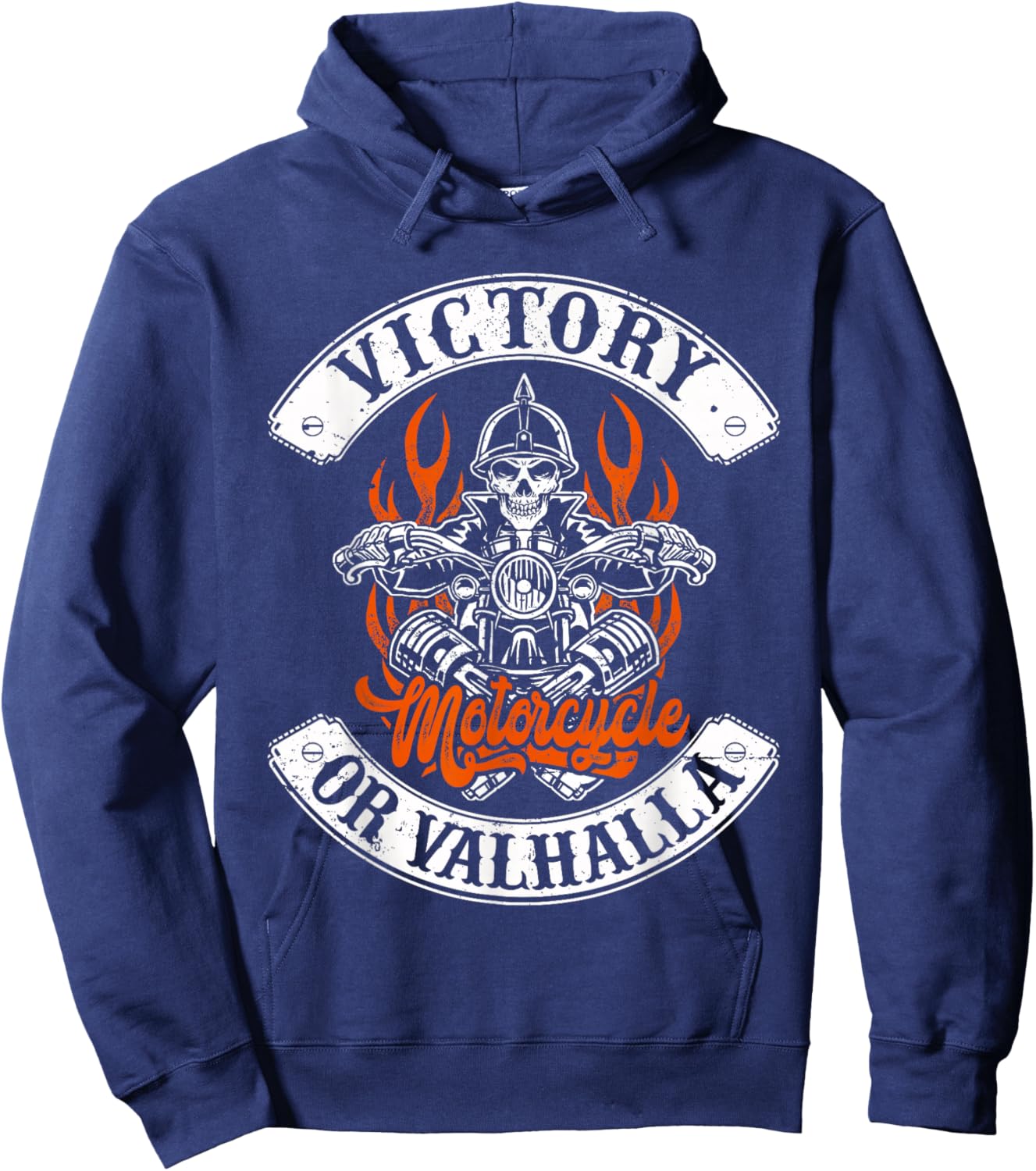 Motorcycle Norse Viking Victory Or Valhalla Men Dad Hoodie - Hoodie | Navy