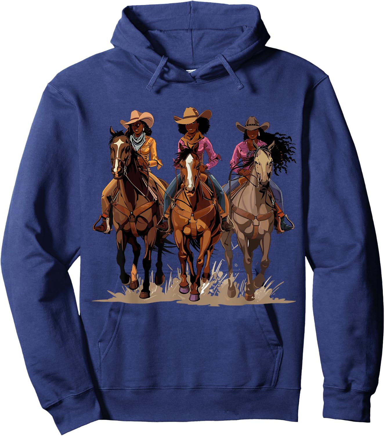 Black African American Cowgirl Western Country Texas Rodeo Hoodie - Hoodie | Navy