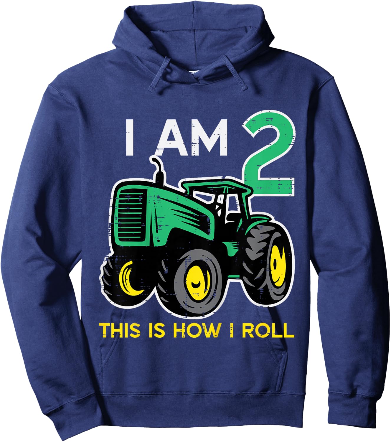 Kids 2nd Birthday Tractor I Am 2 Years Old Farm Truck Boys Kids Hoodie - Hoodie | Navy