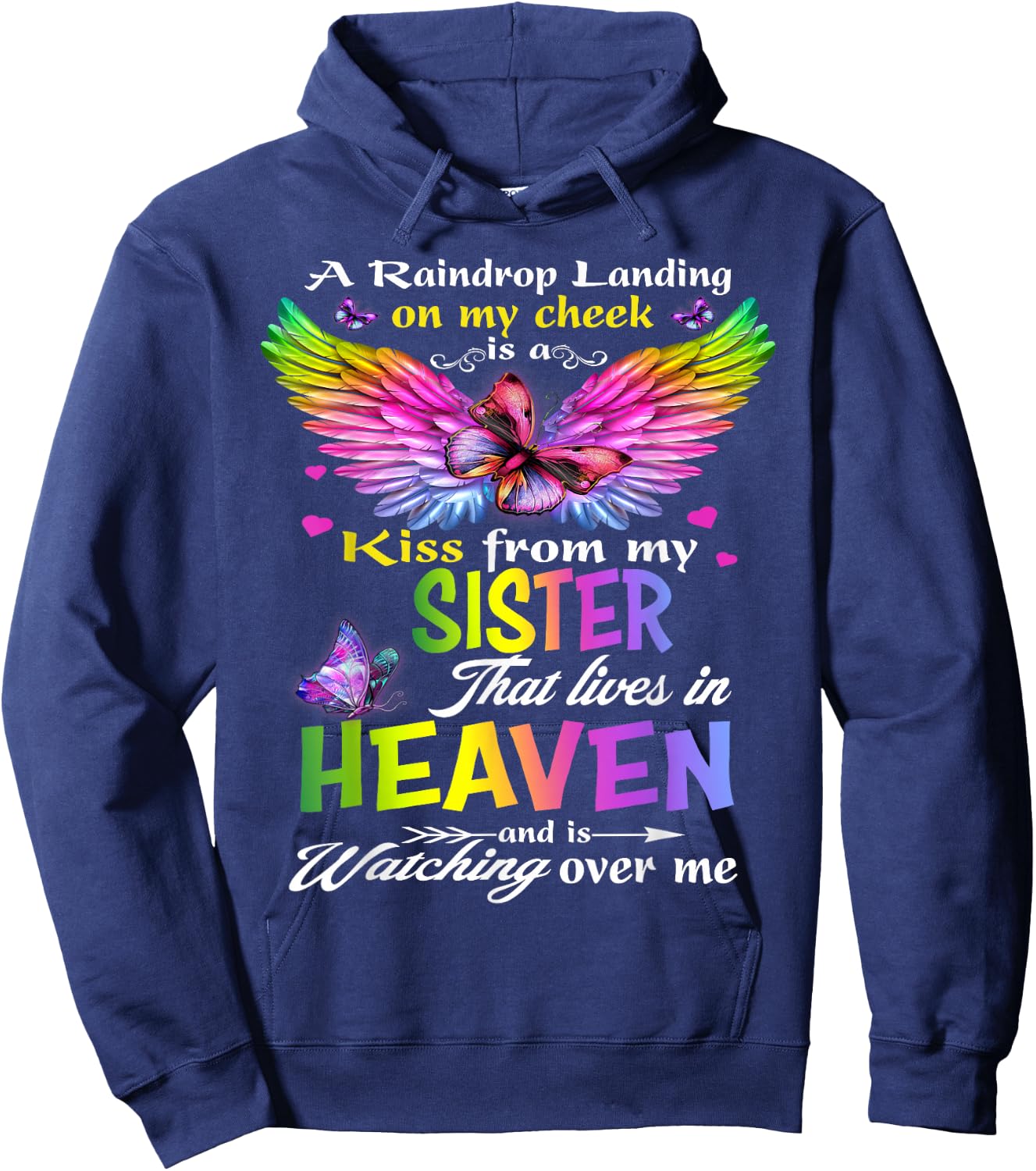 Missing My Sister My Angel In Heaven Memories, Lost Sister Hoodie - Hoodie | Navy