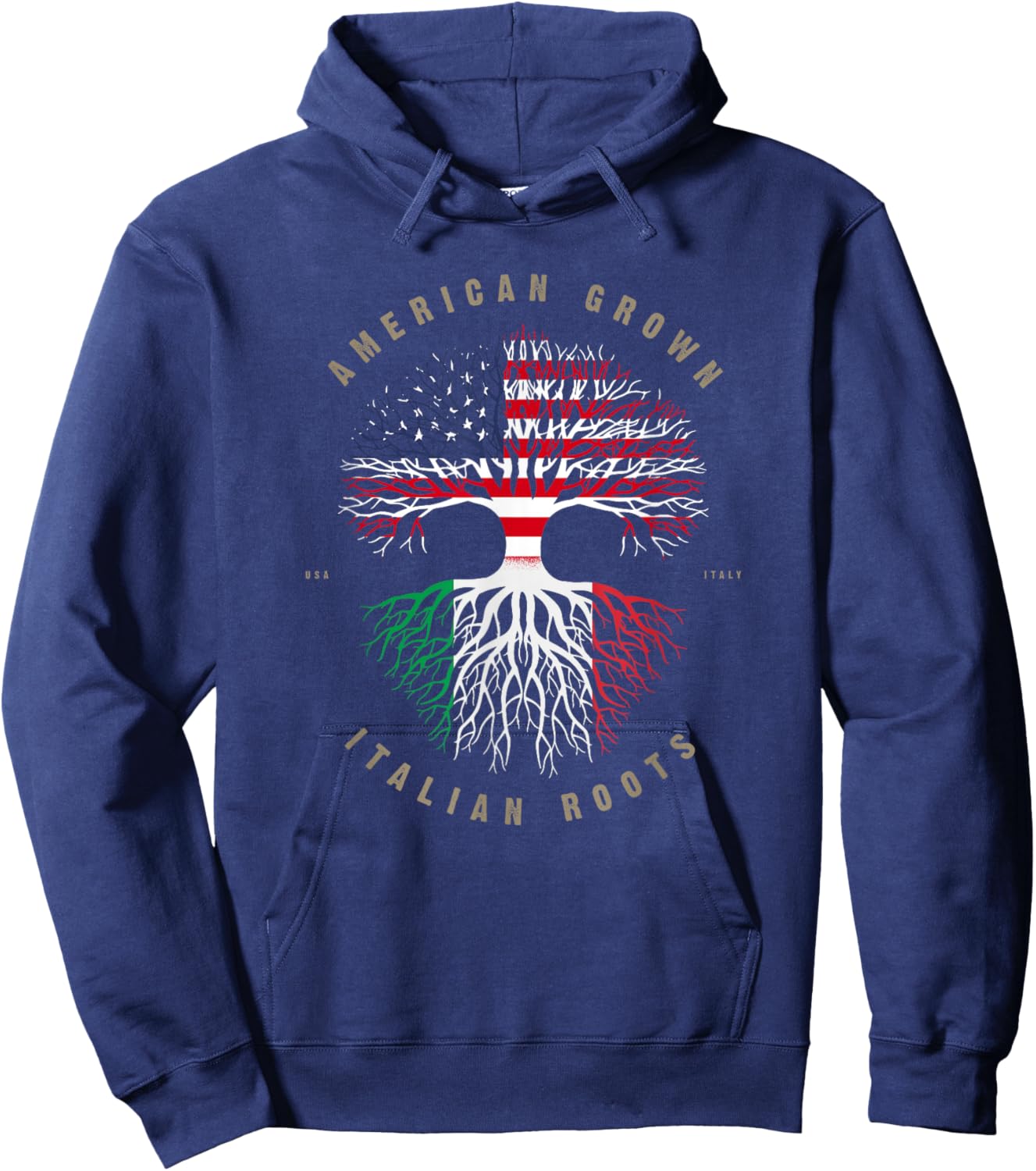American Grown Italian Roots Italy Flag Hoodie - Hoodie | Navy