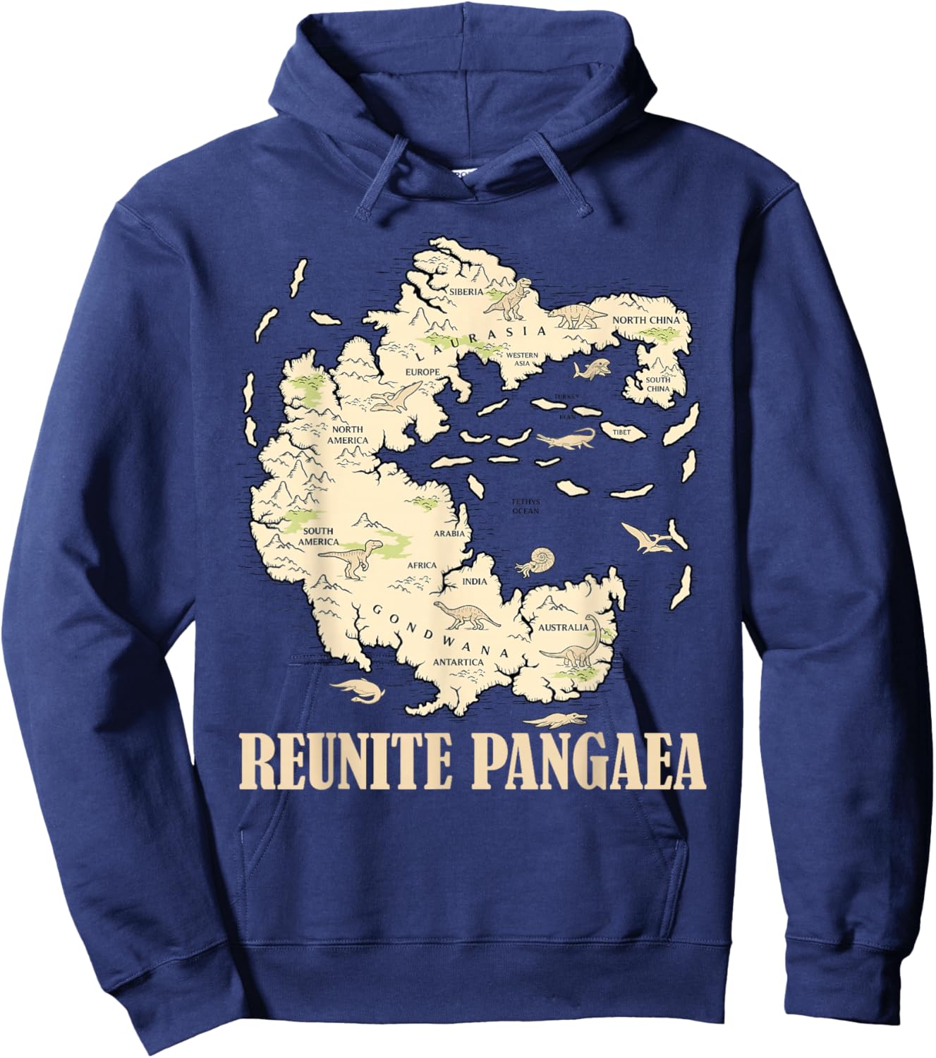 Reunion Pangaea World Map History Geology Hoodie - Hoodie | Navy