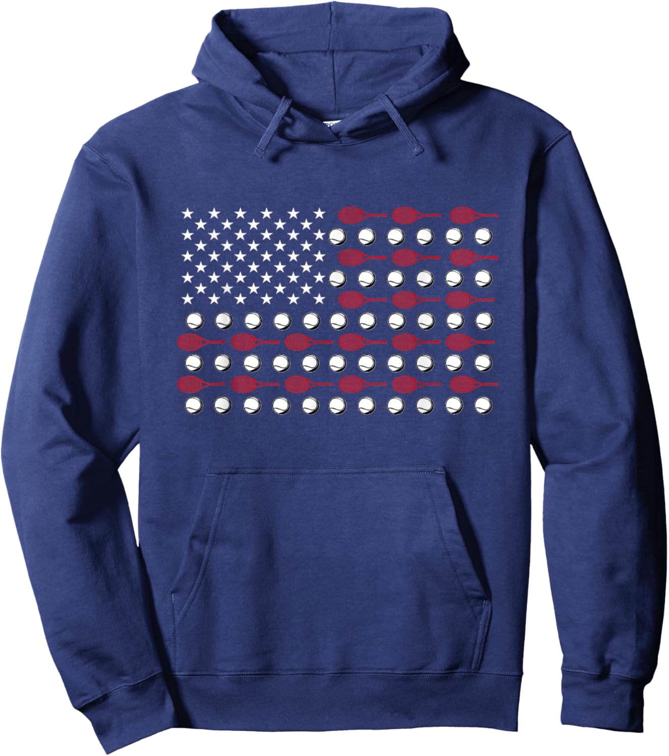 American Flag US Patriotic Tennis Ball Hoodie - Hoodie | Navy