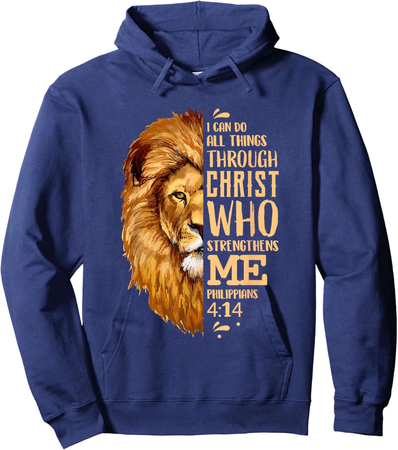 Philippians 4:13 Shirt Christian Shirts Lion Judah Hoodie - Hoodie | Navy