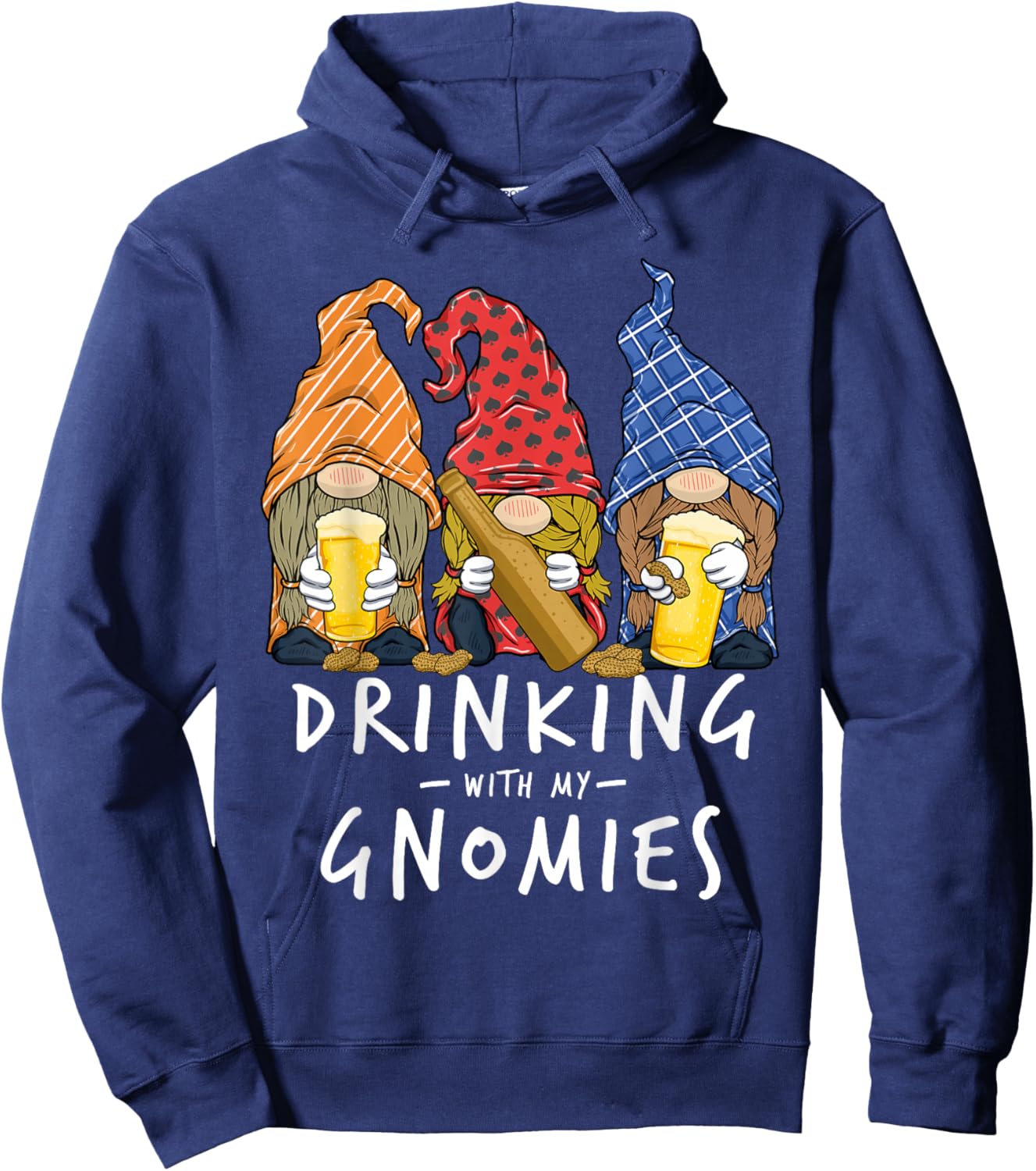 Beer Gnomes Drinking with My Gnomies Beer Drinking Hoodie - Hoodie | Navy