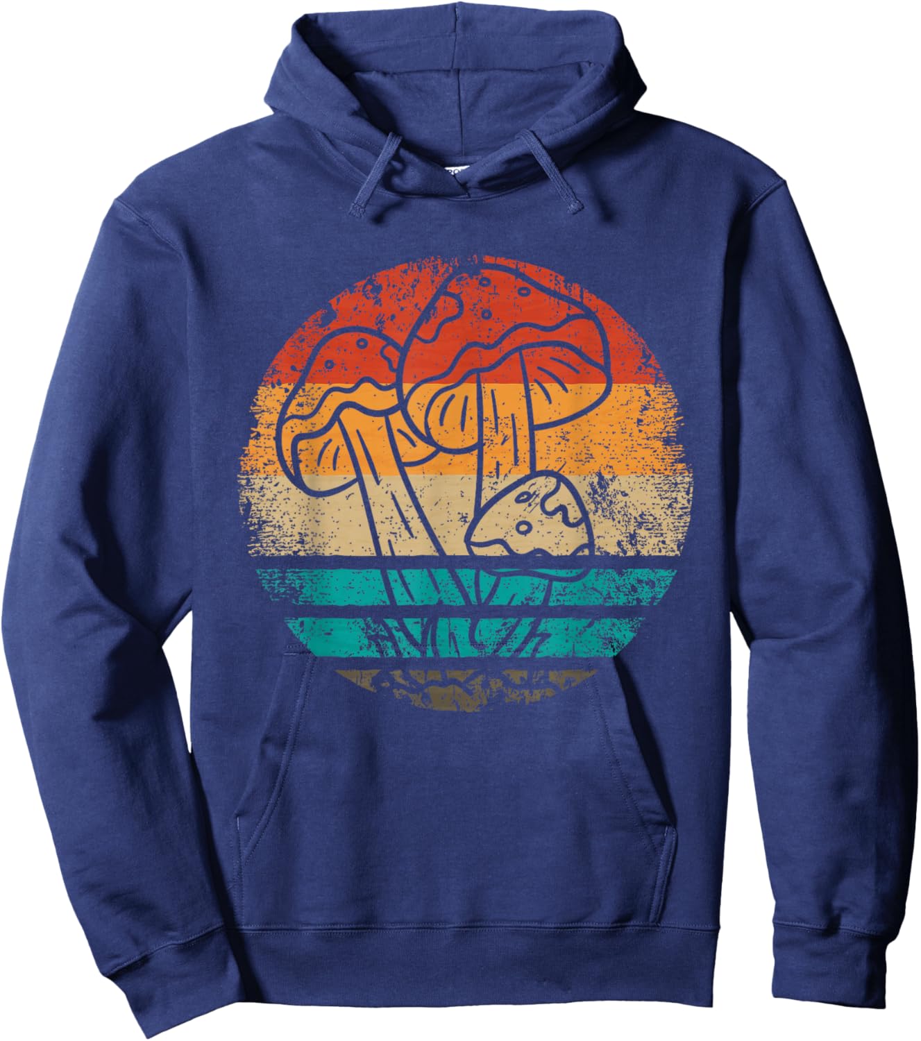 Vintage Mushroom Hunter Foraging - Forager Retro Mushroom Hoodie - Hoodie | Navy
