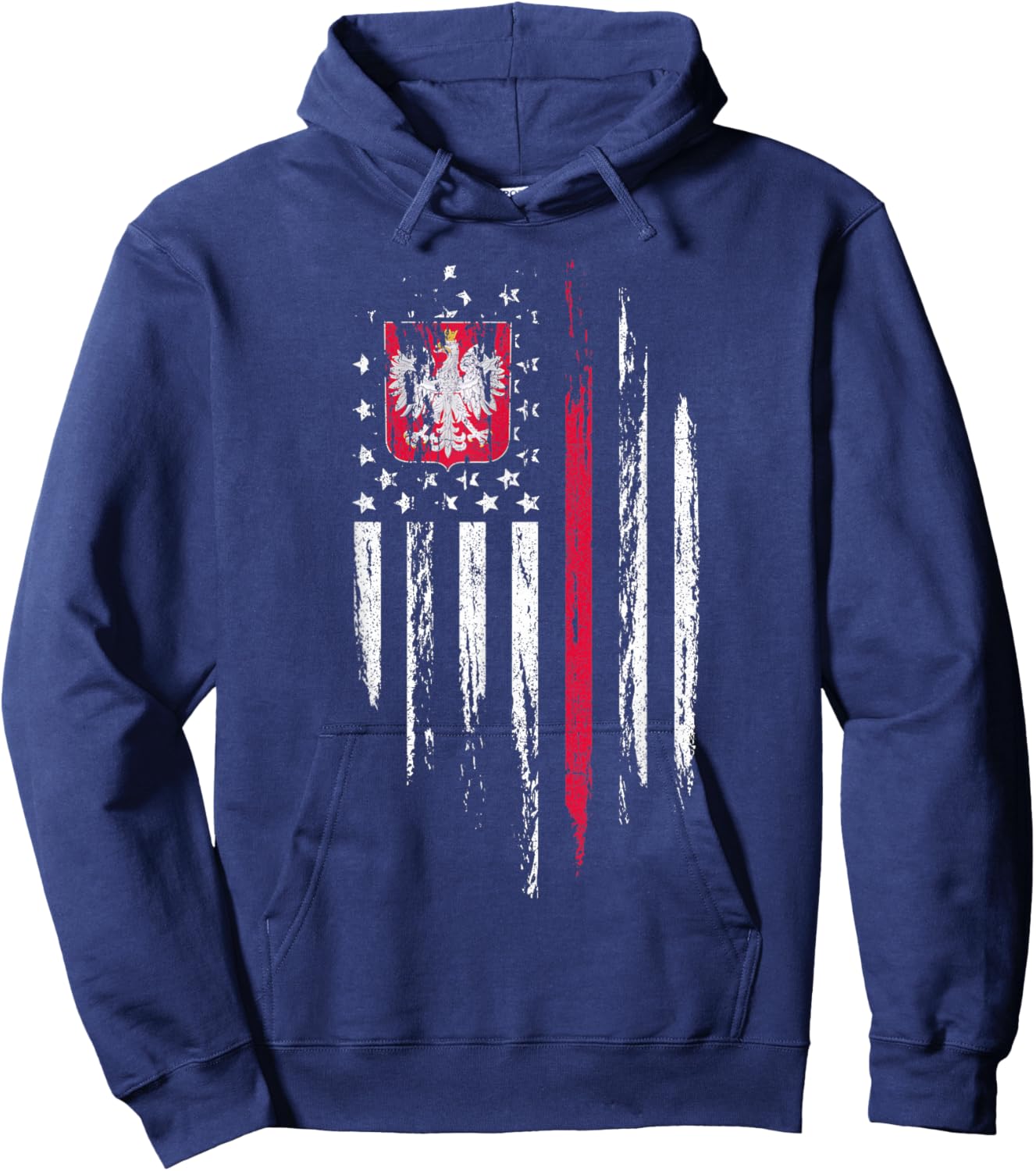 Polish American Flag Combo Poland USA Polska Patriotic Gift Hoodie - Hoodie | Navy
