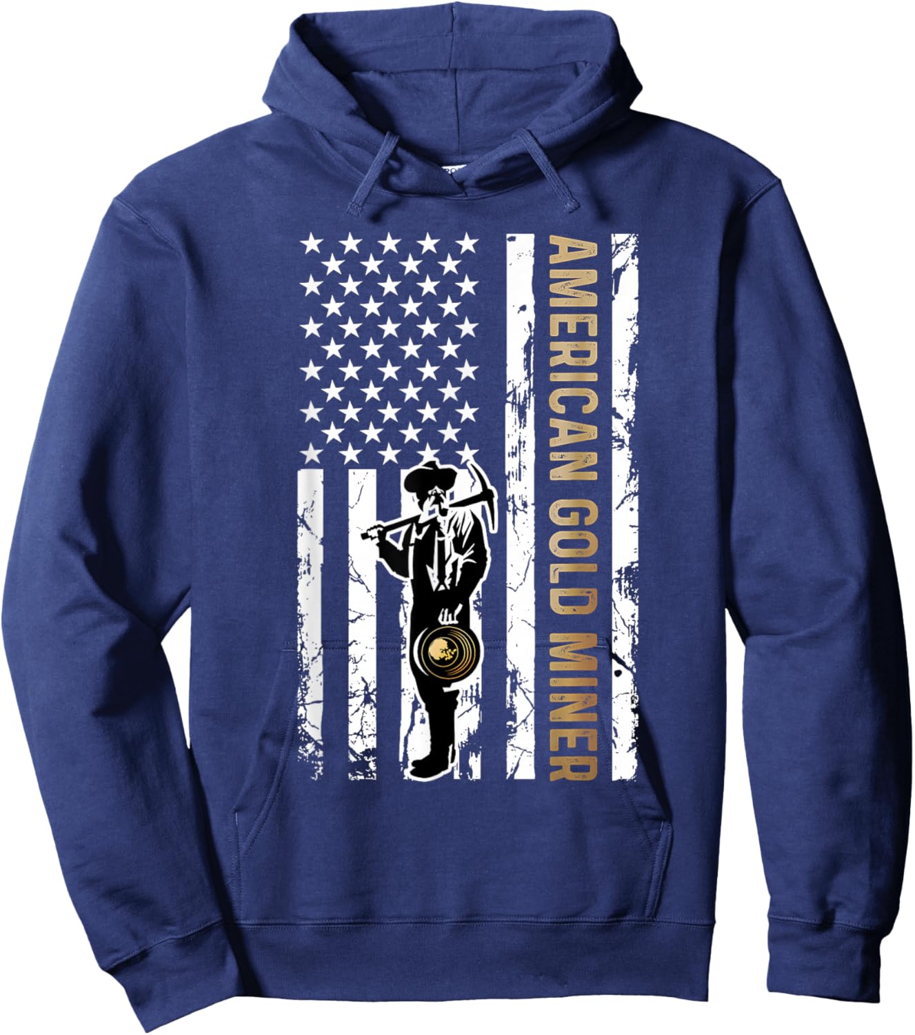 Golden US Flag for American Gold Miner Hoodie - Hoodie | Navy
