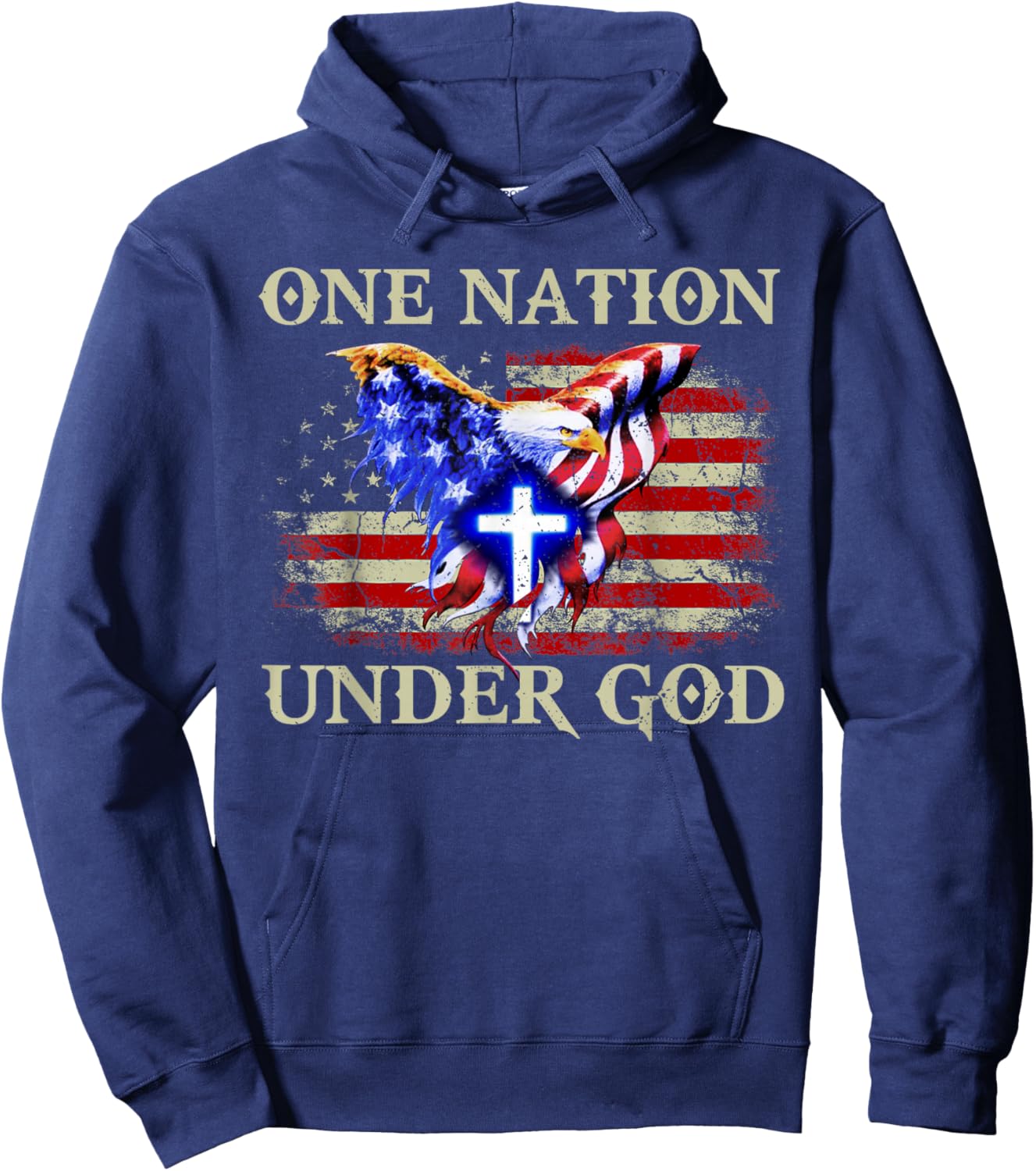 one Nation Under god Patriotic USA Christian Hoodie - Hoodie | Navy