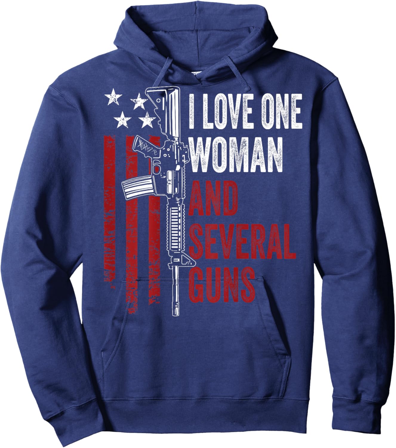 I Love One Woman And Several Guns - Funny Gun Joke - ON BACK Hoodie - Hoodie | Navy