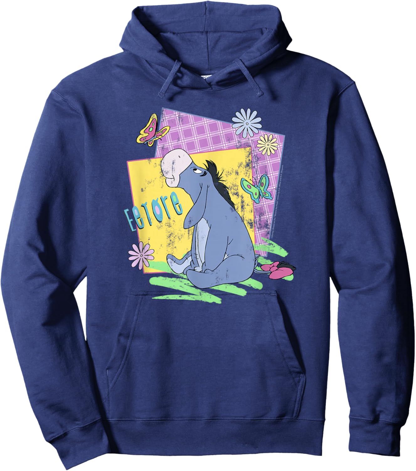 Disney Winnie The Pooh Eeyore Retro Butterflies Poster Small Hoodie - Hoodie | Navy